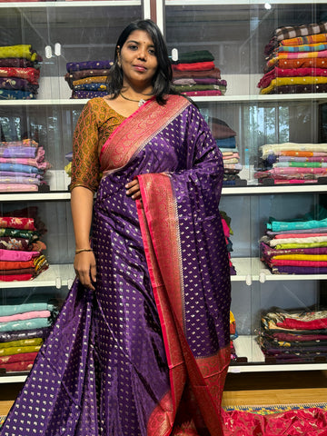 PURE BANARAS VISCOSE KHADDI CREPE SILK: VOILET