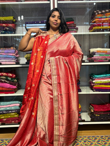 SABYASACHI INSPIRED TISSUE DIGITAL PRINT SAREE: RED