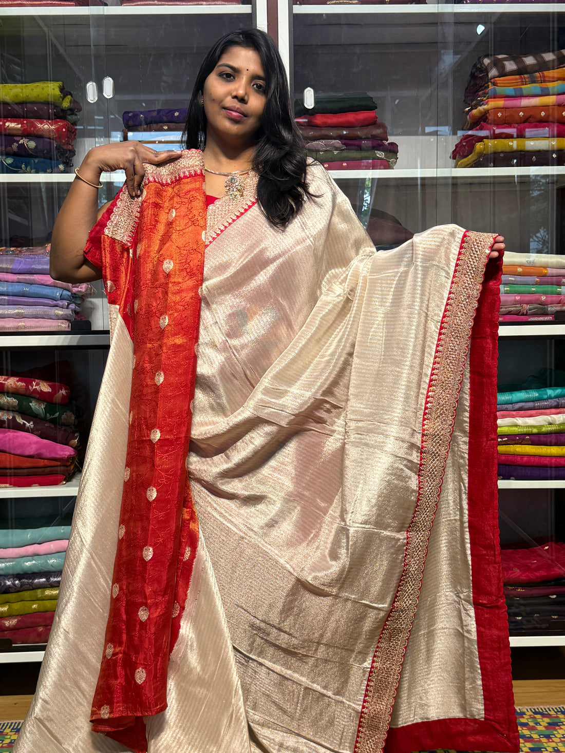 SABYASACHI INSPIRED DIGITAL PRINT SAREE: CREAM