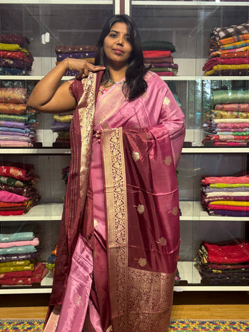 BANARAS CHINON SILK SAREE WITH SHADED CONCEPT: WINE