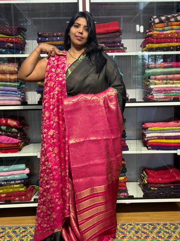 MYSORE SILK VINTAGE CHECKS : BLACK