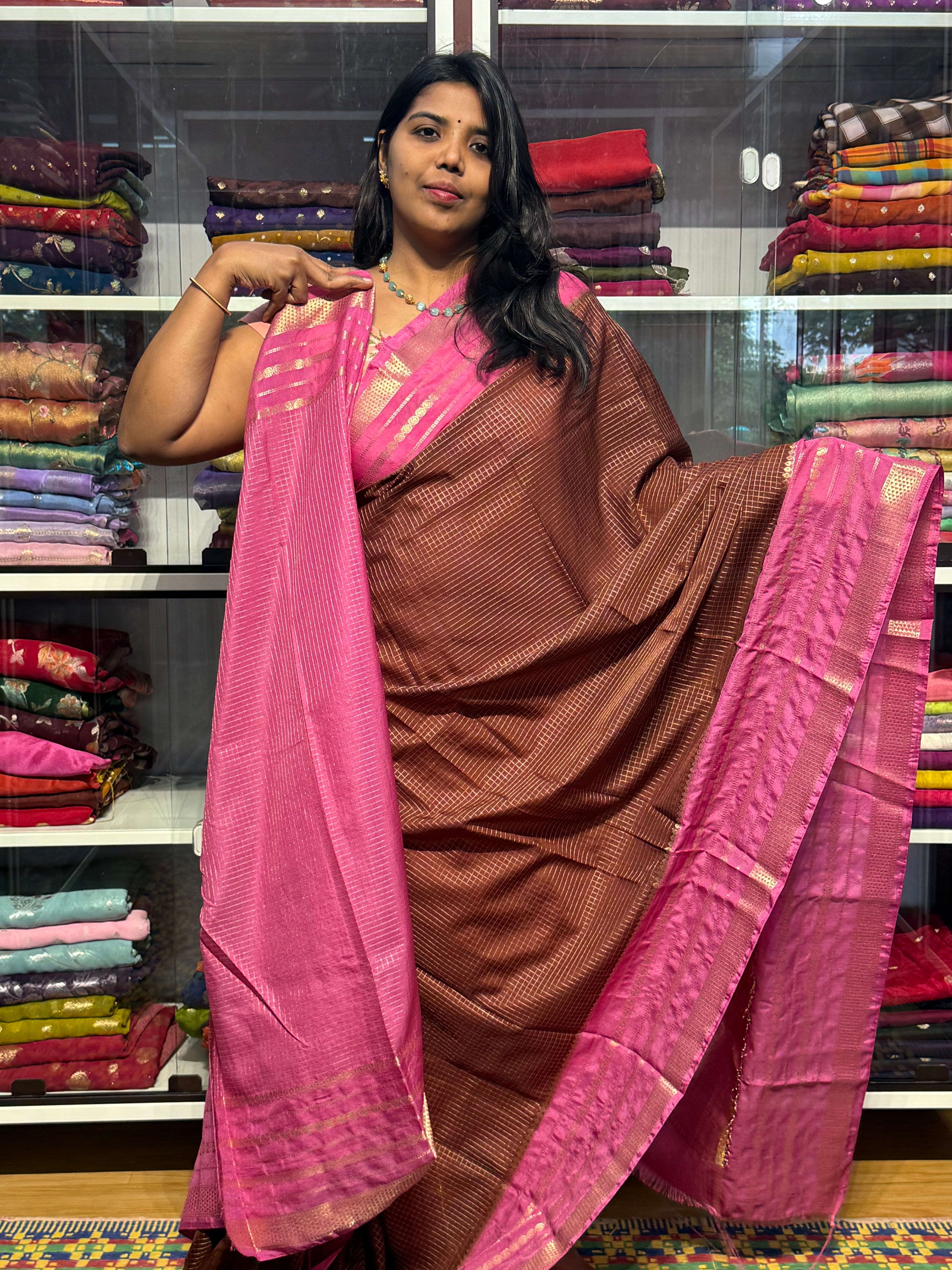 VINTAGE MYSORE SILK SAREE: PINK