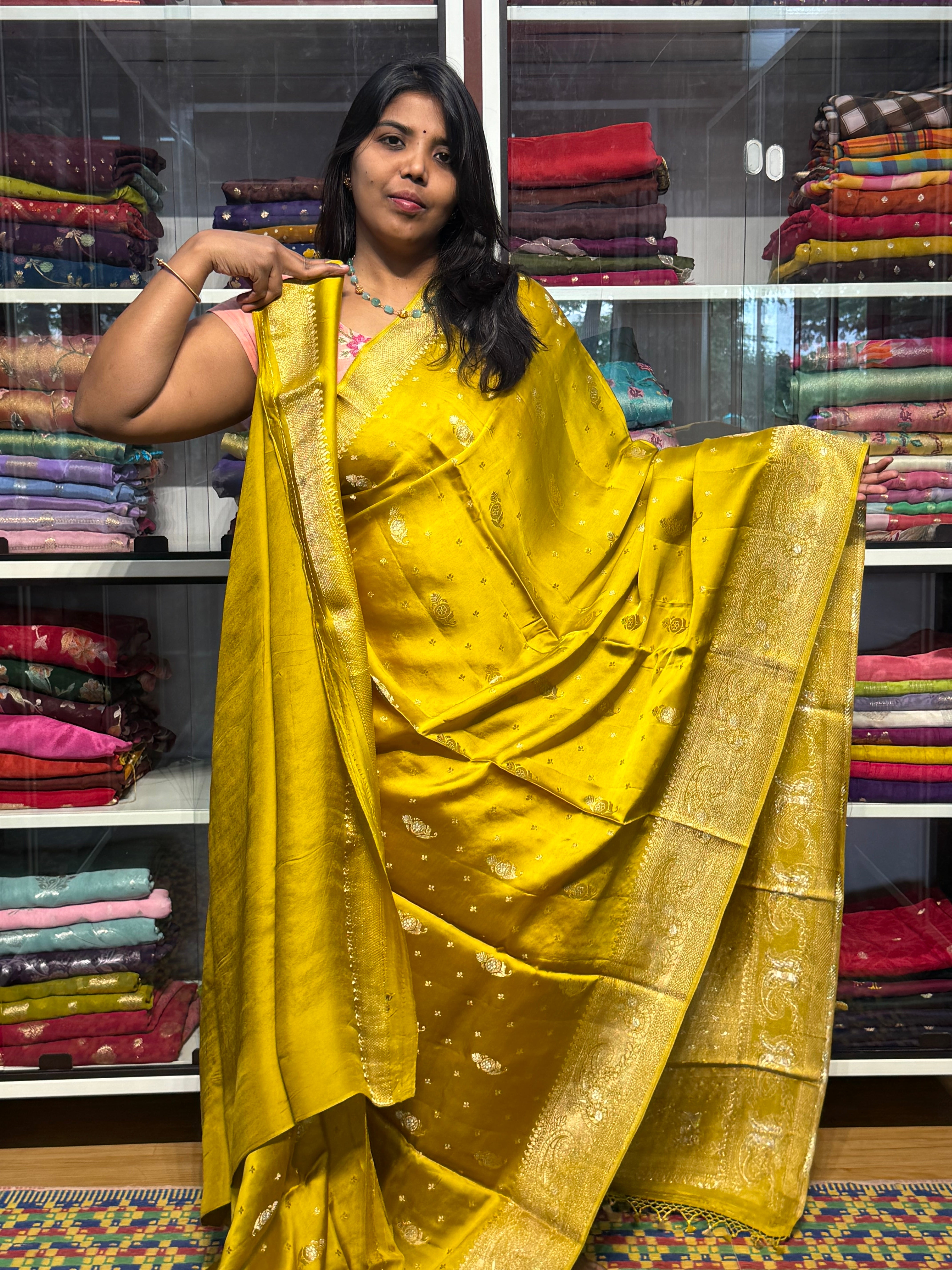 PURE BANARAS MASHRU SATINSILK: DEVADASI GREEN