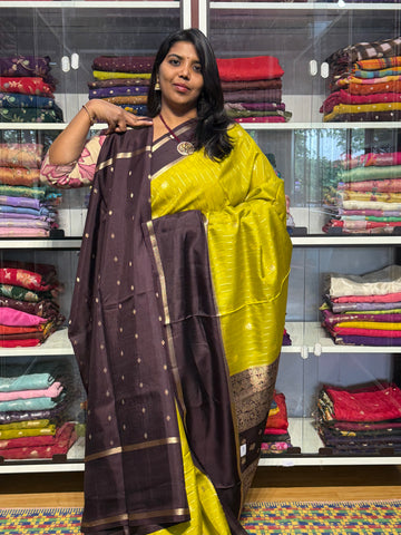 RUSSIAN SILK SAREE WITH STRIPES PATTERN