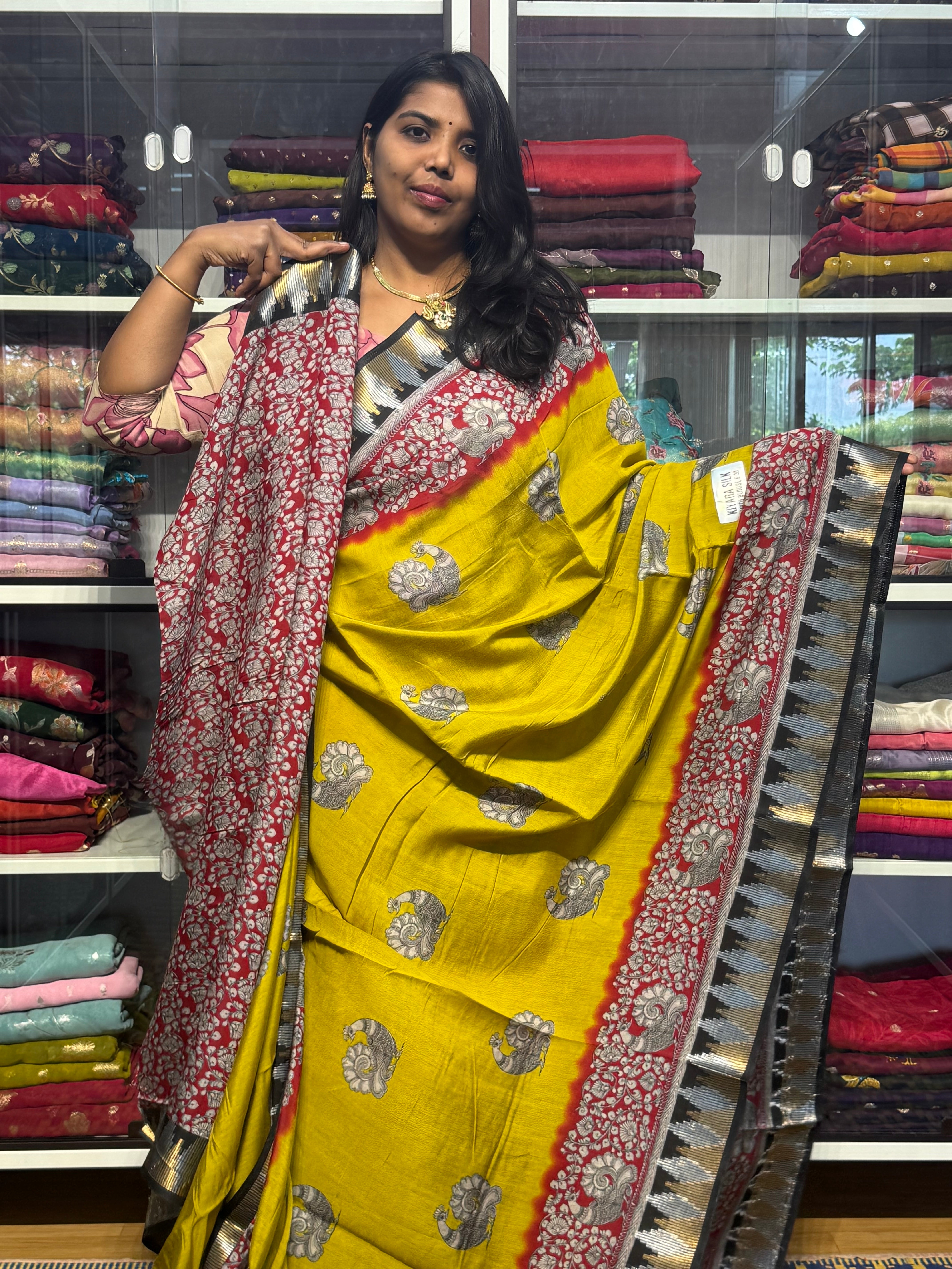 DOLA SILK SAREE: MUSTARD