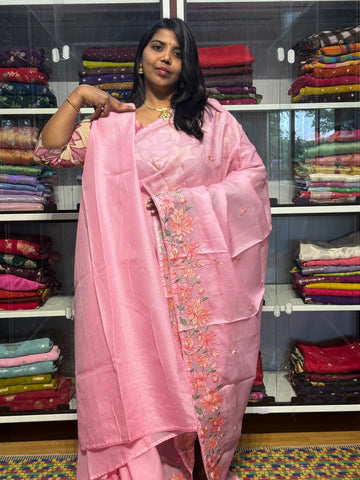 KOTA COTTON WITH EMBROIDARY: PINK