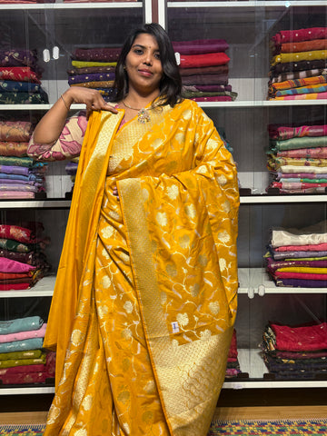 PURE BANARAS KATAN SILK : YELLOW