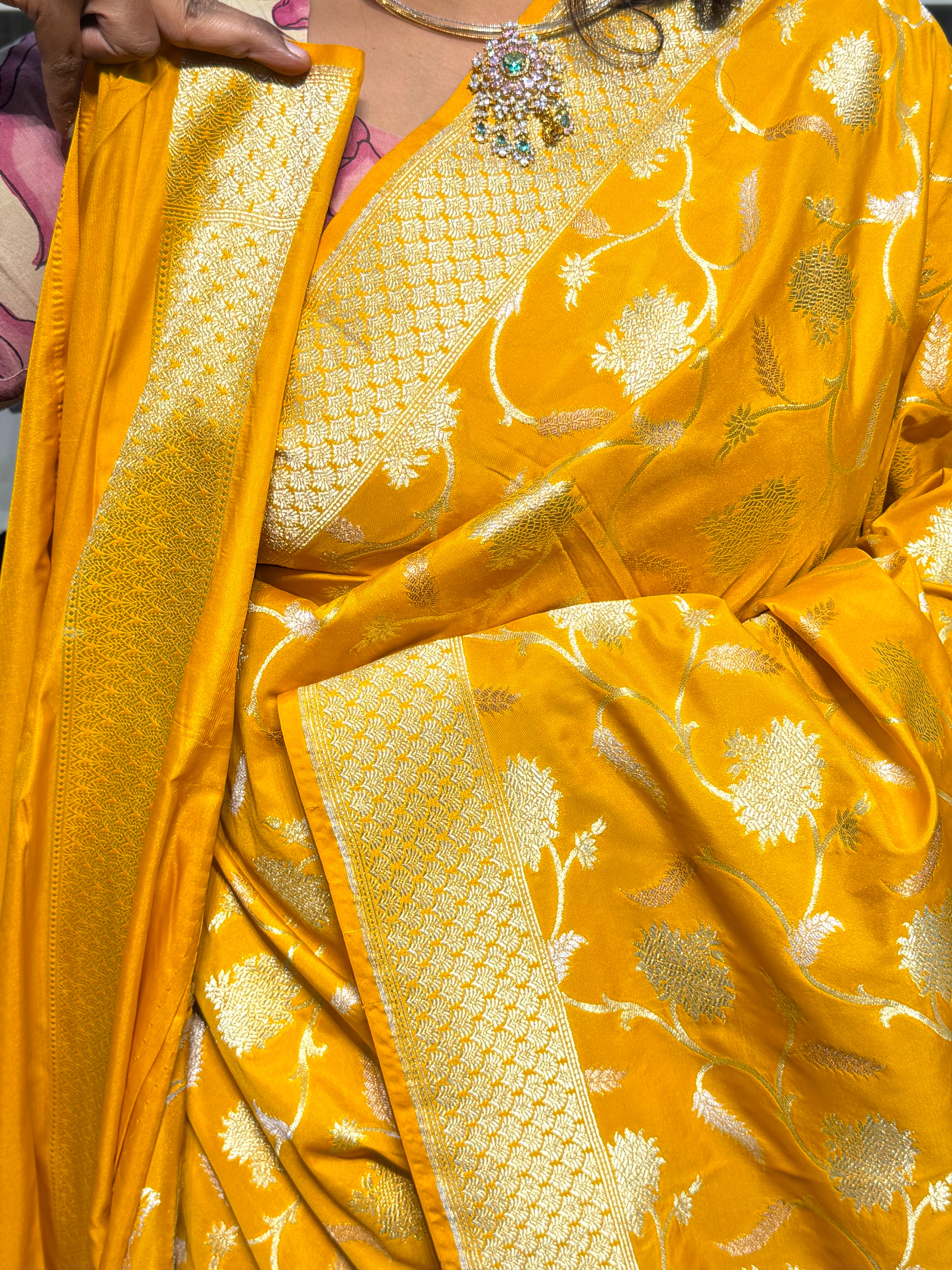 PURE BANARAS KATAN SILK : YELLOW