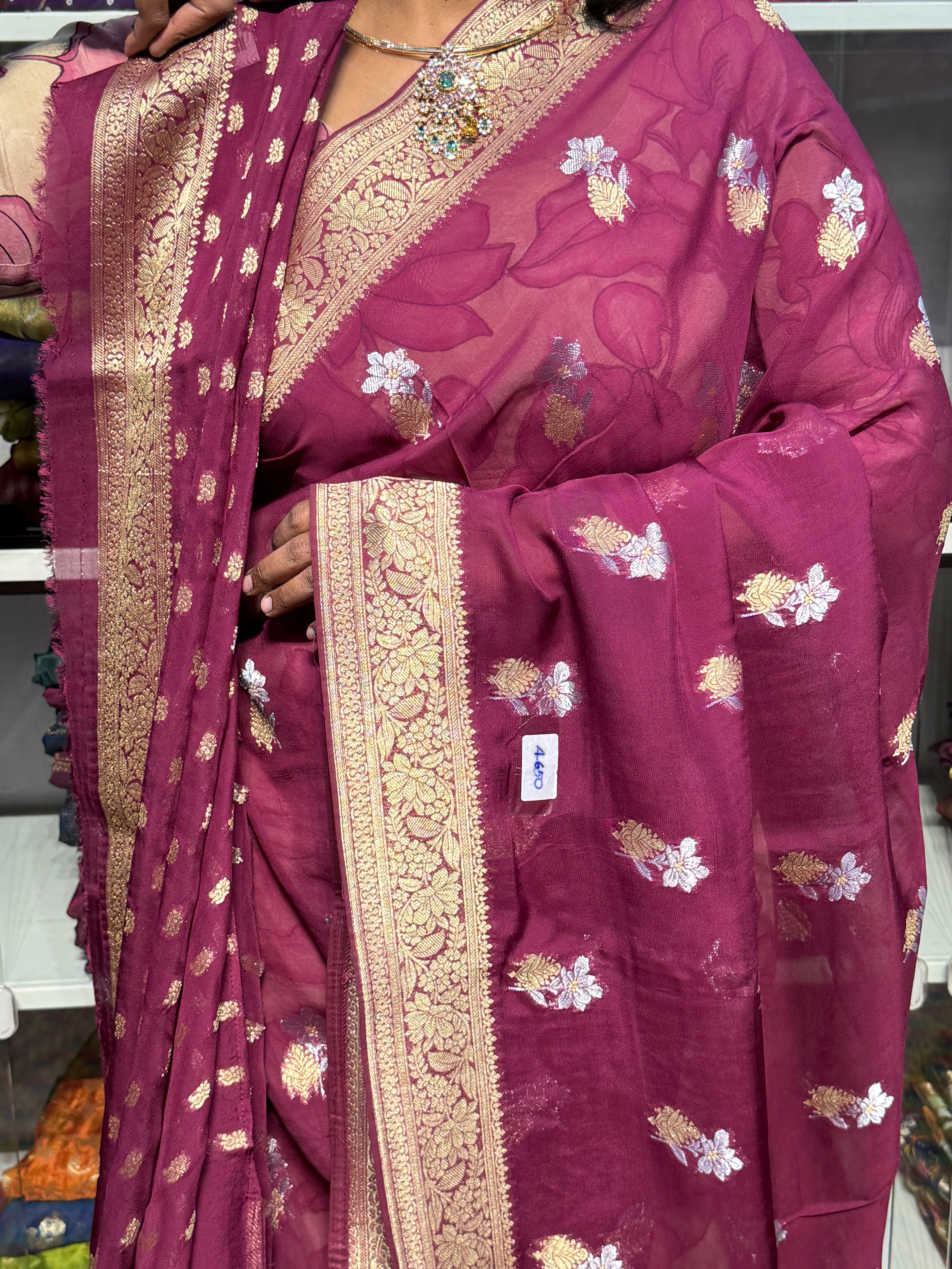 PURE BANARAS KORA GEORGETTE : WINE