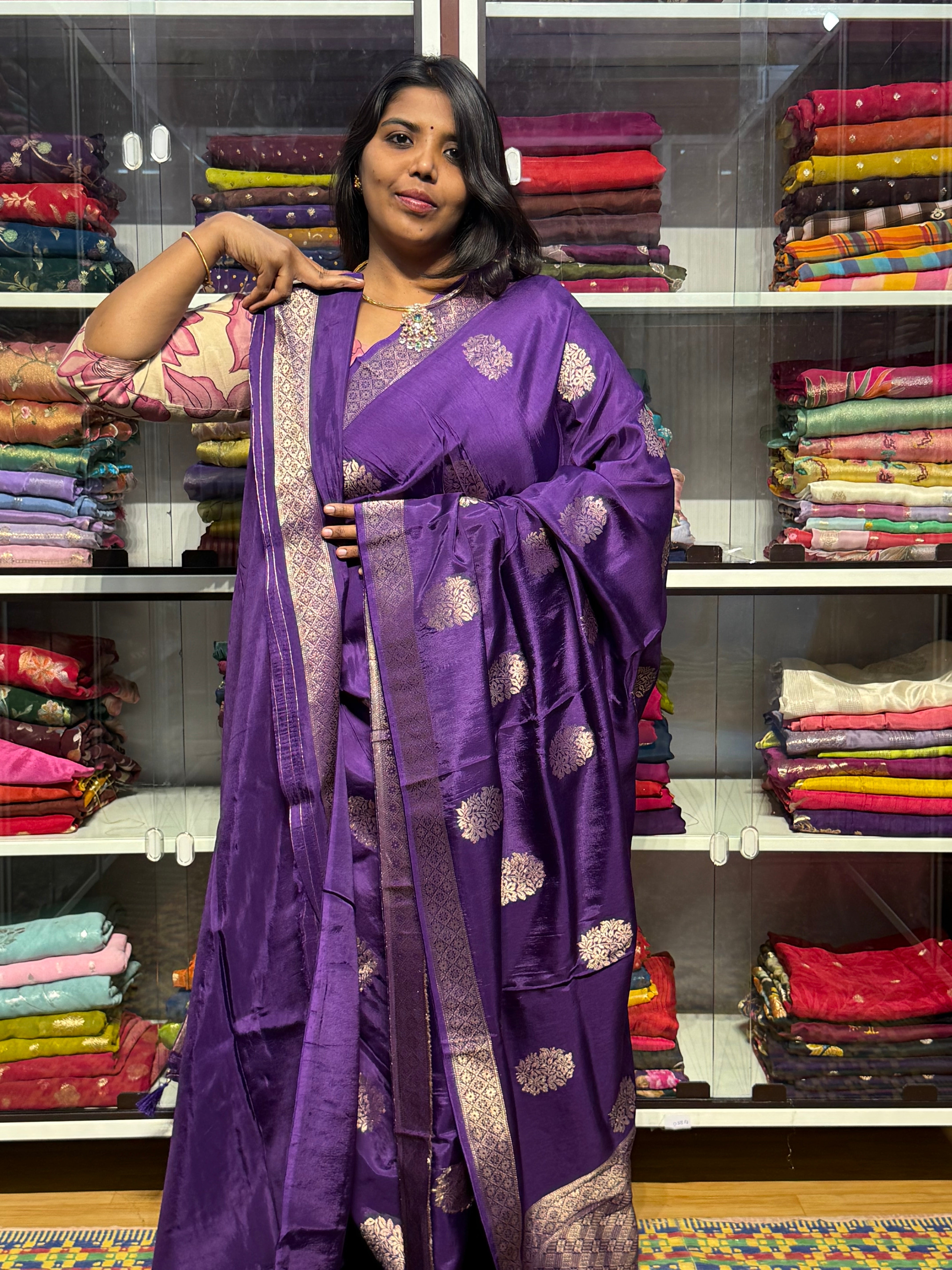 BANARAS MUNGA CREPE SAREE: VOILET
