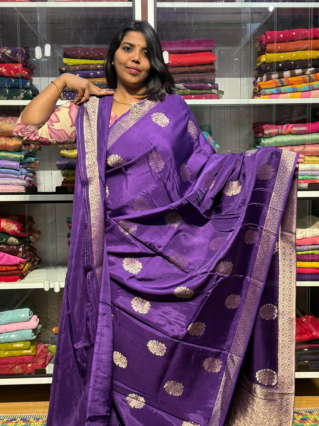 BANARAS MUNGA CREPE SAREE: VOILET
