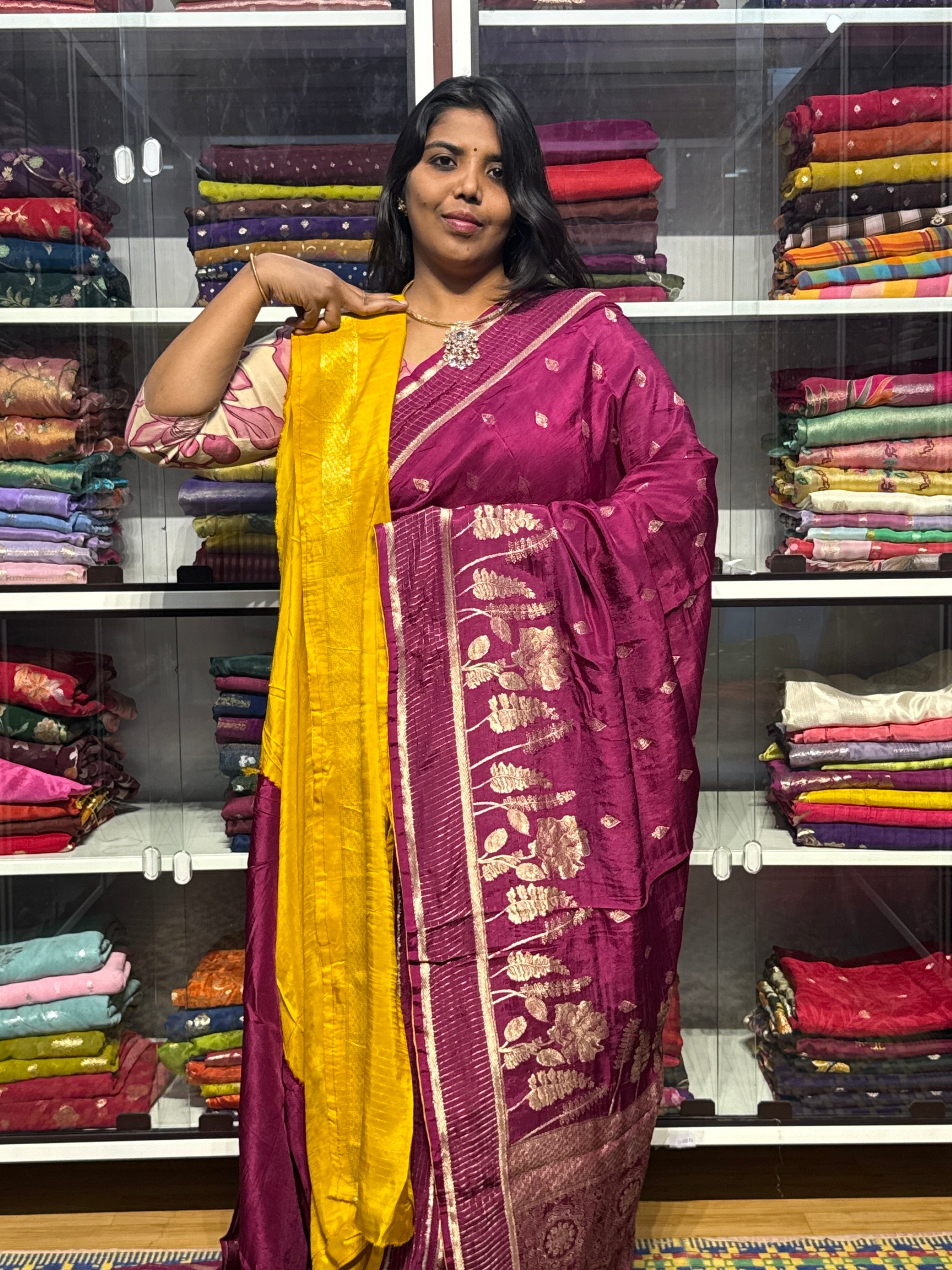 MUNGA SILK SAREE: WINE