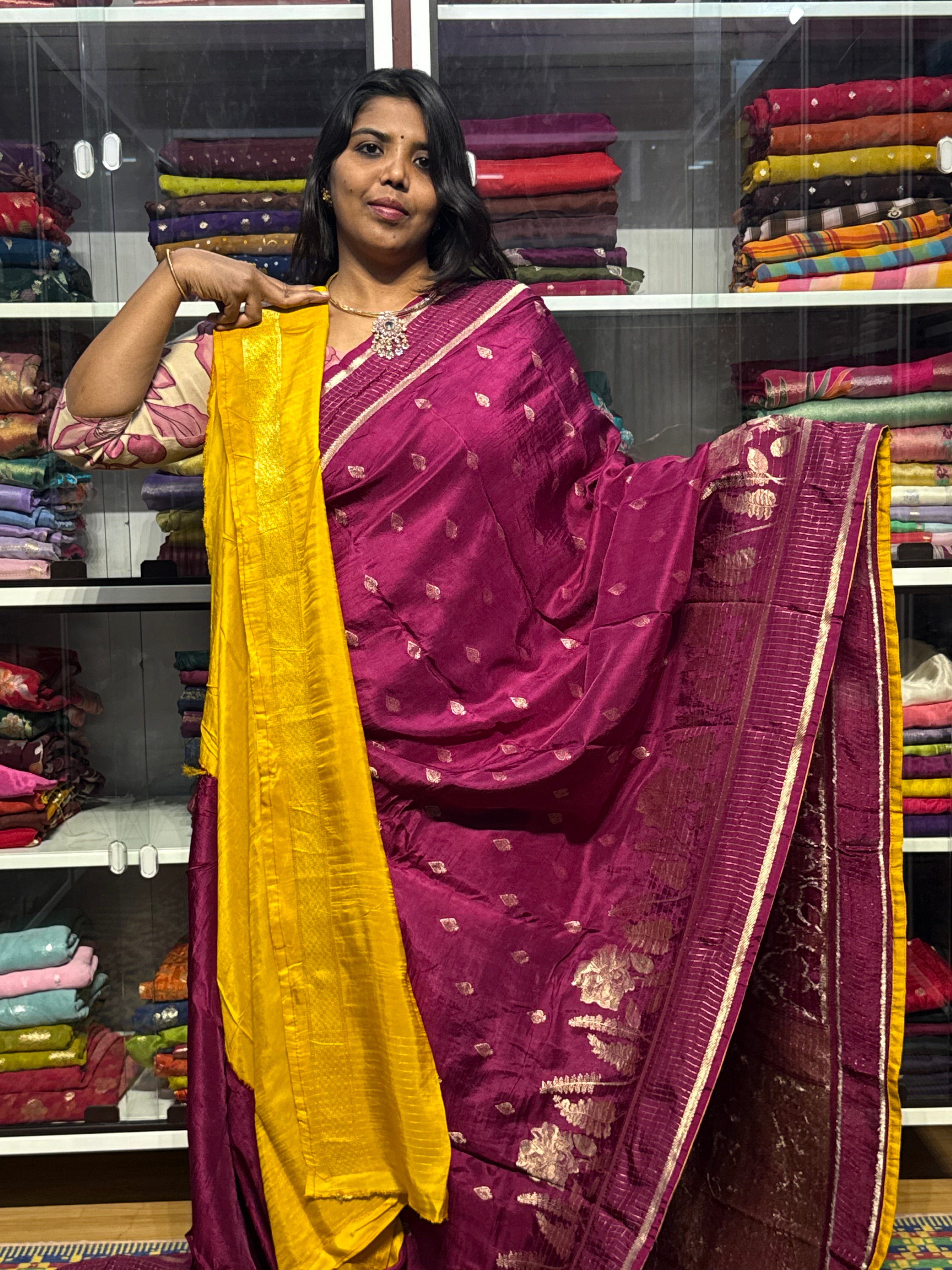 MUNGA SILK SAREE: WINE