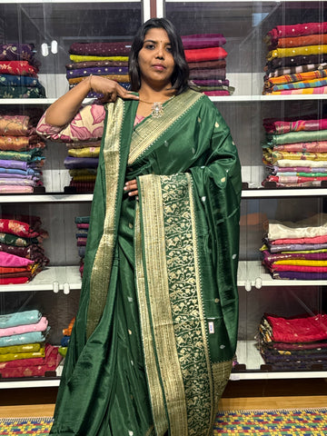 BANARAS MUNGA SILK SAREE: GREEN
