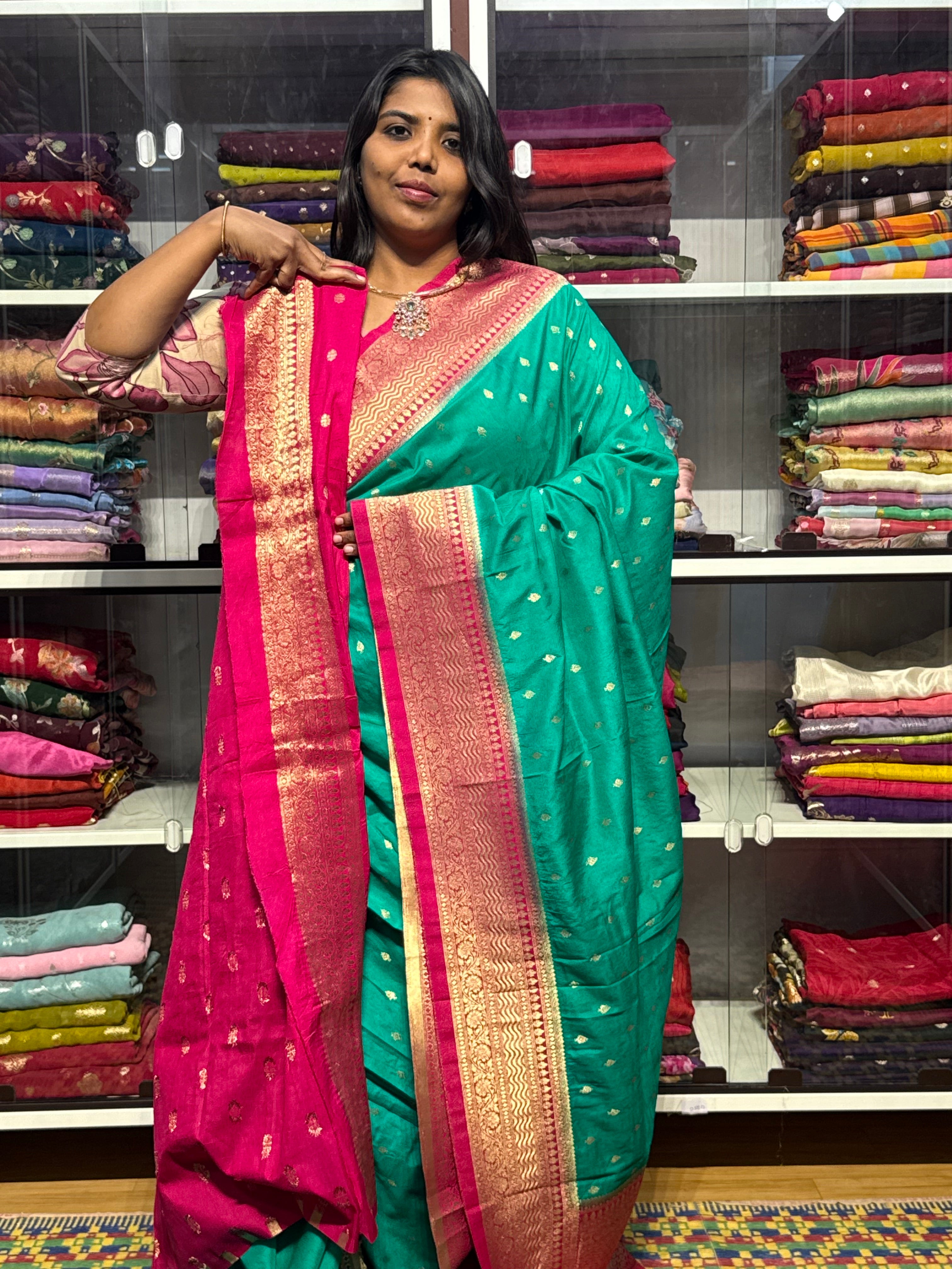 RUSSIAN SILK SAREE: RAMA GREEN