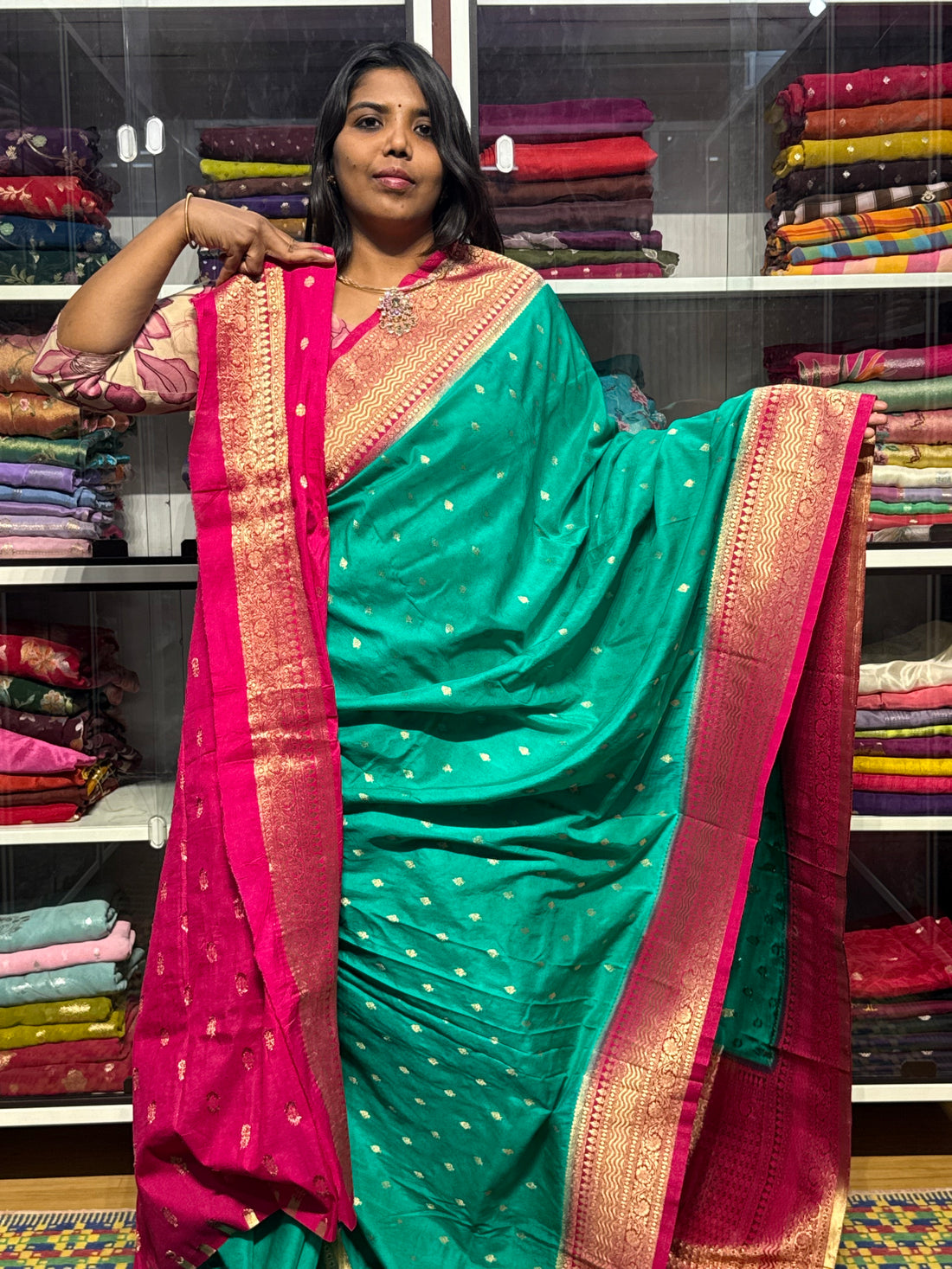RUSSIAN SILK SAREE: RAMA GREEN