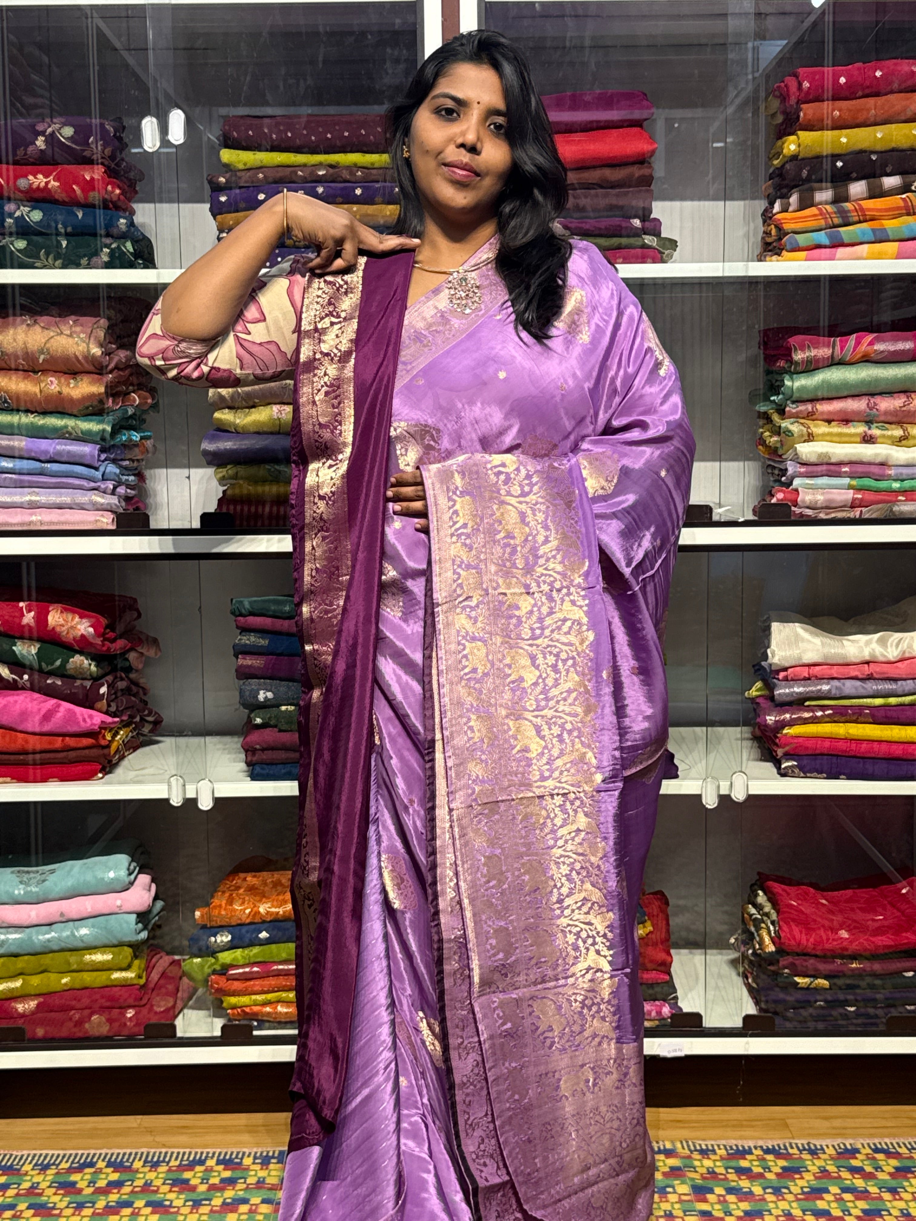 CHINON SILK SAREE: LAVENDER