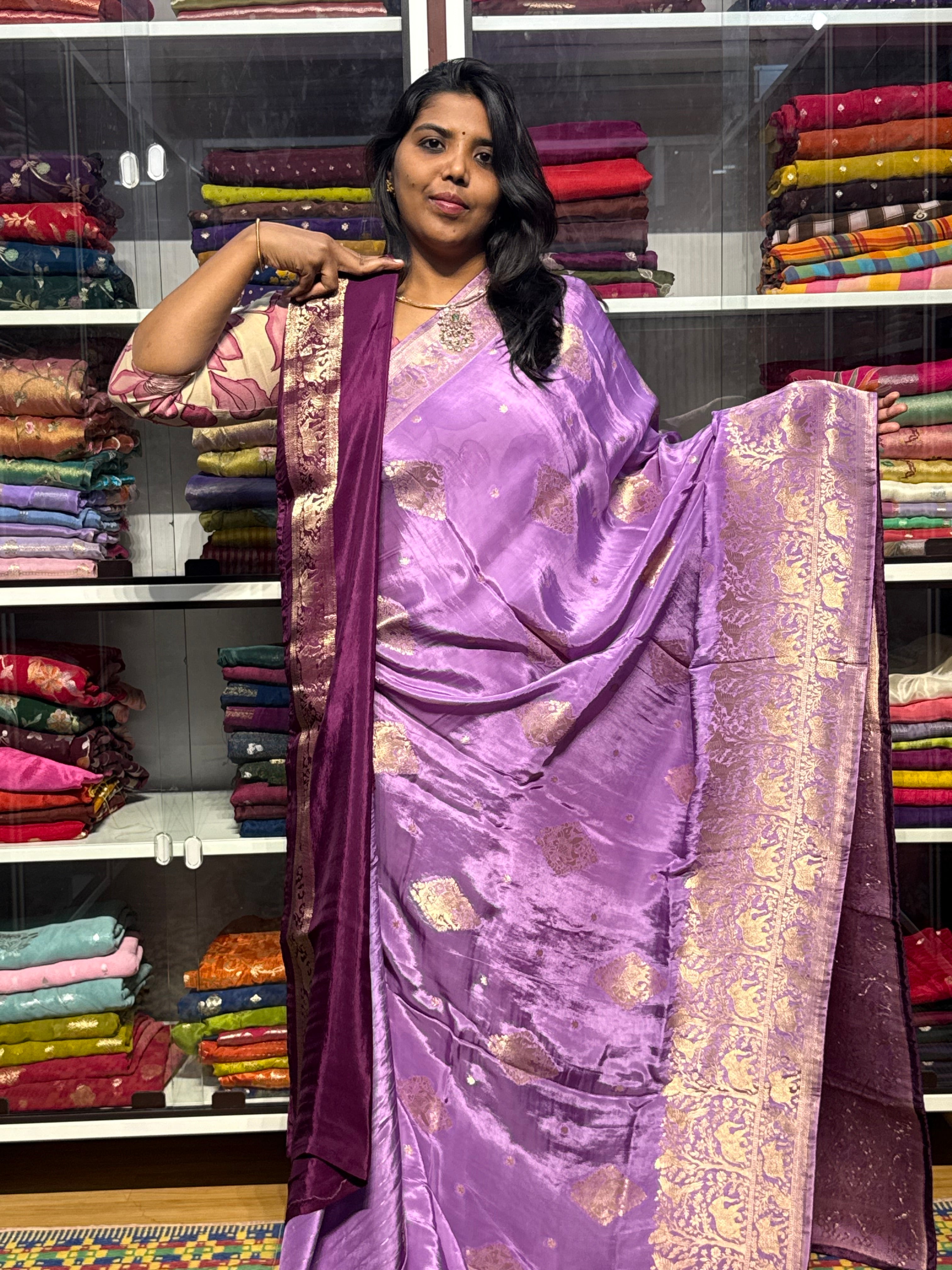 CHINON SILK SAREE: LAVENDER