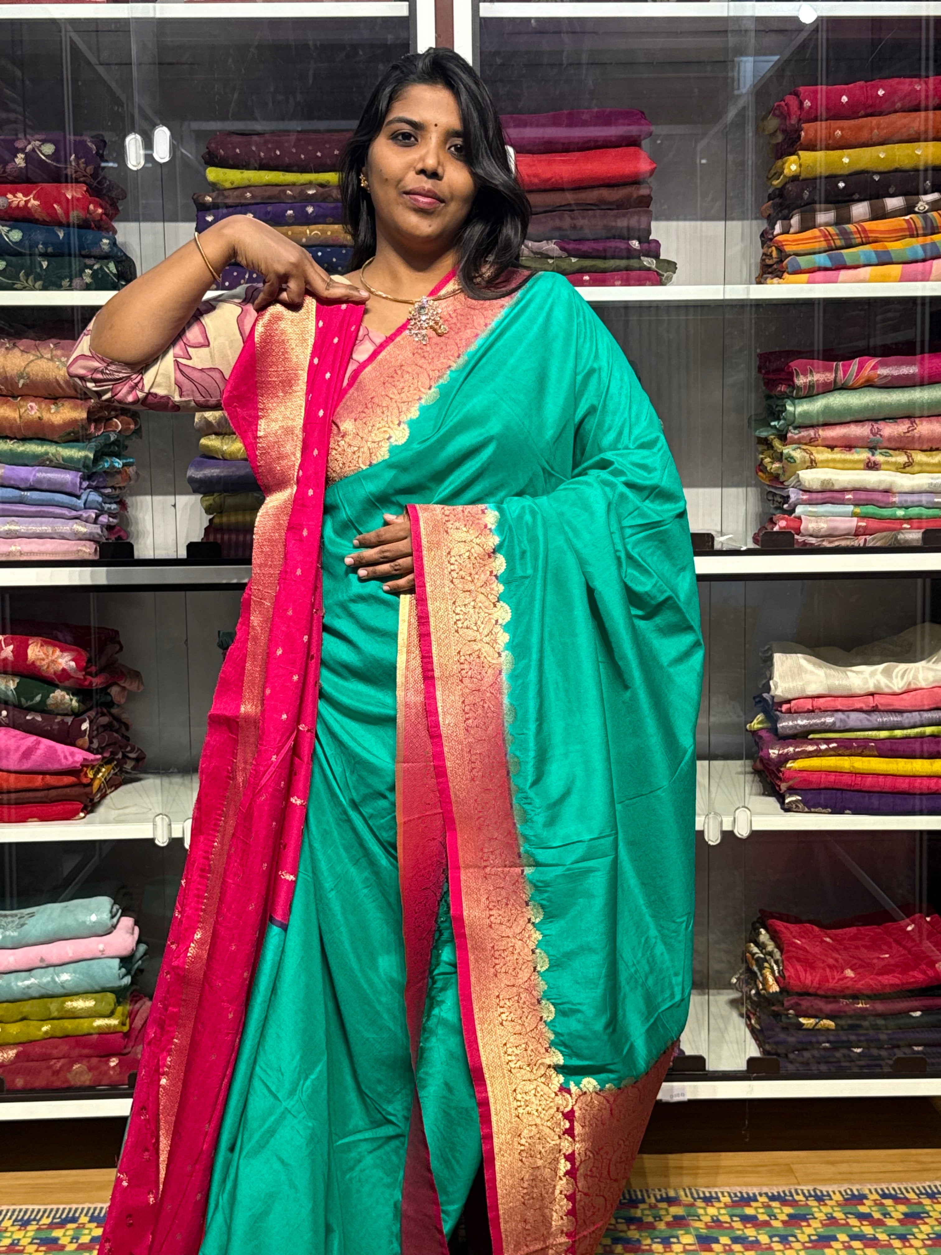 RUSSIAN SILK SAREE: RAMA GREEN