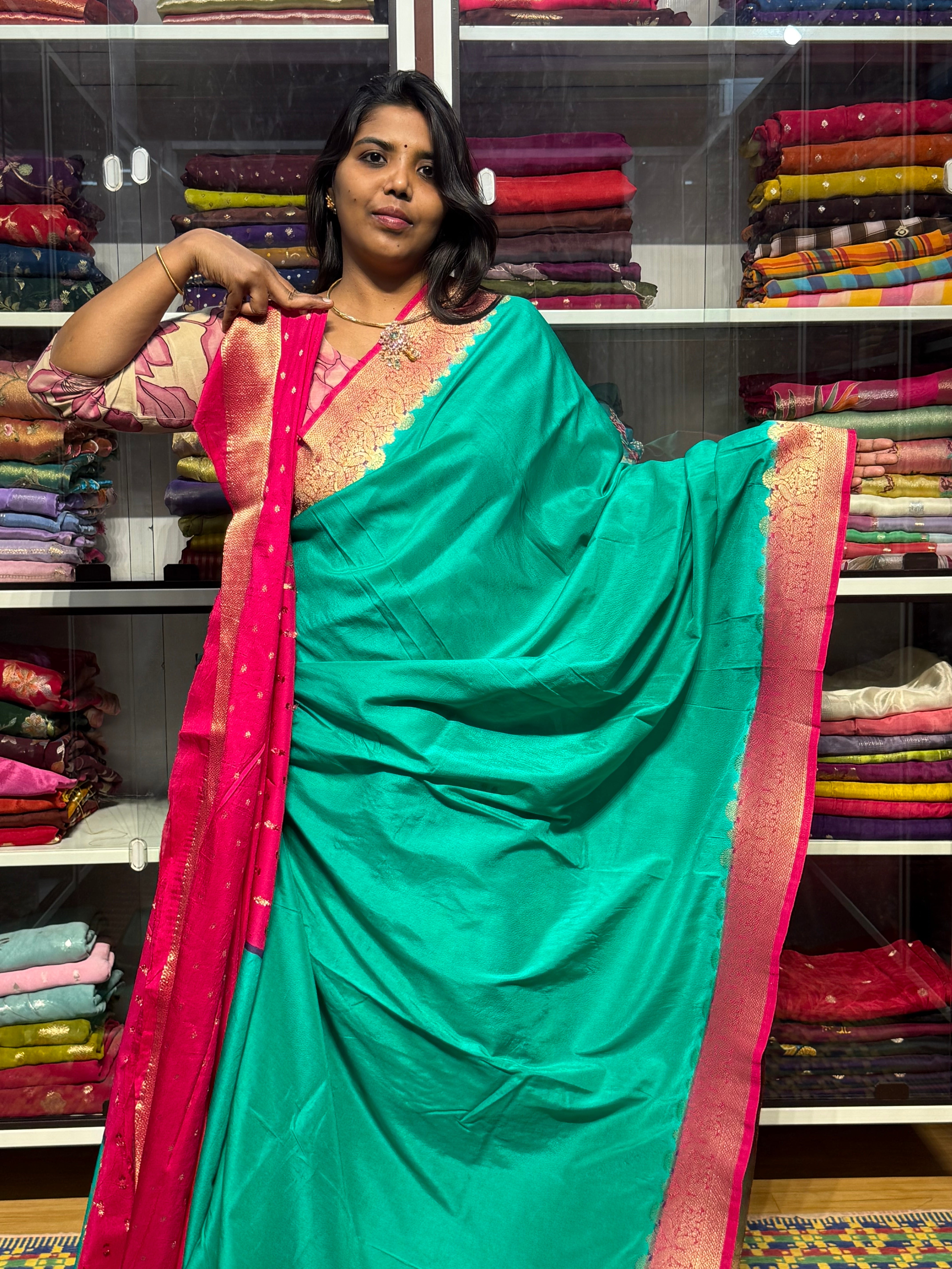 RUSSIAN SILK SAREE: RAMA GREEN