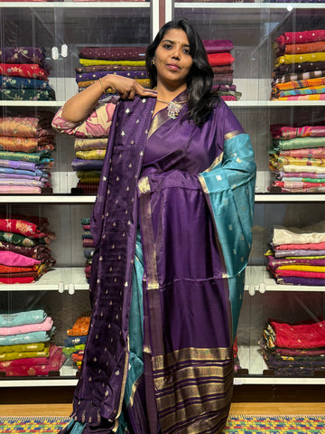 MYSORE CREPE SILK SAREE : BLUE