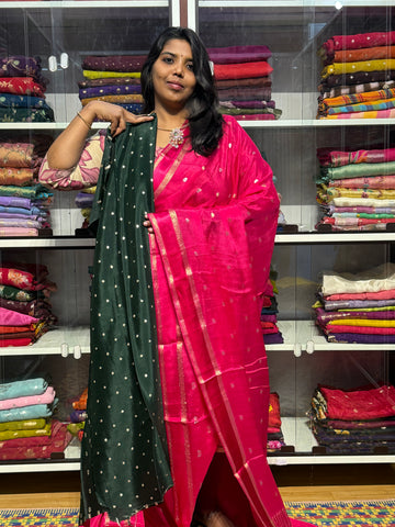 PURE CHIFFON WITH SATIN BORDER: PINK