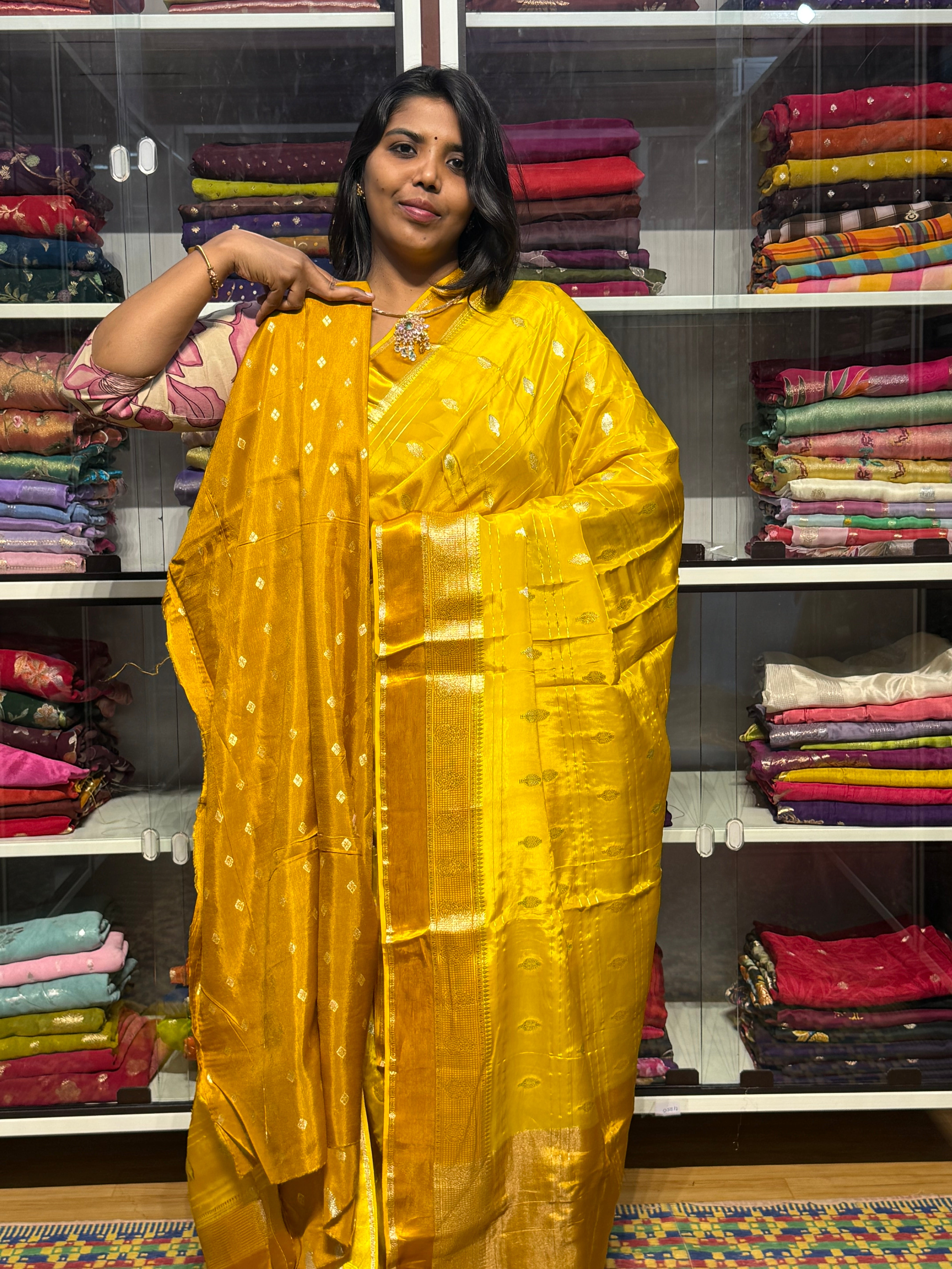 CHIONON SILK SAREE: YELLOW