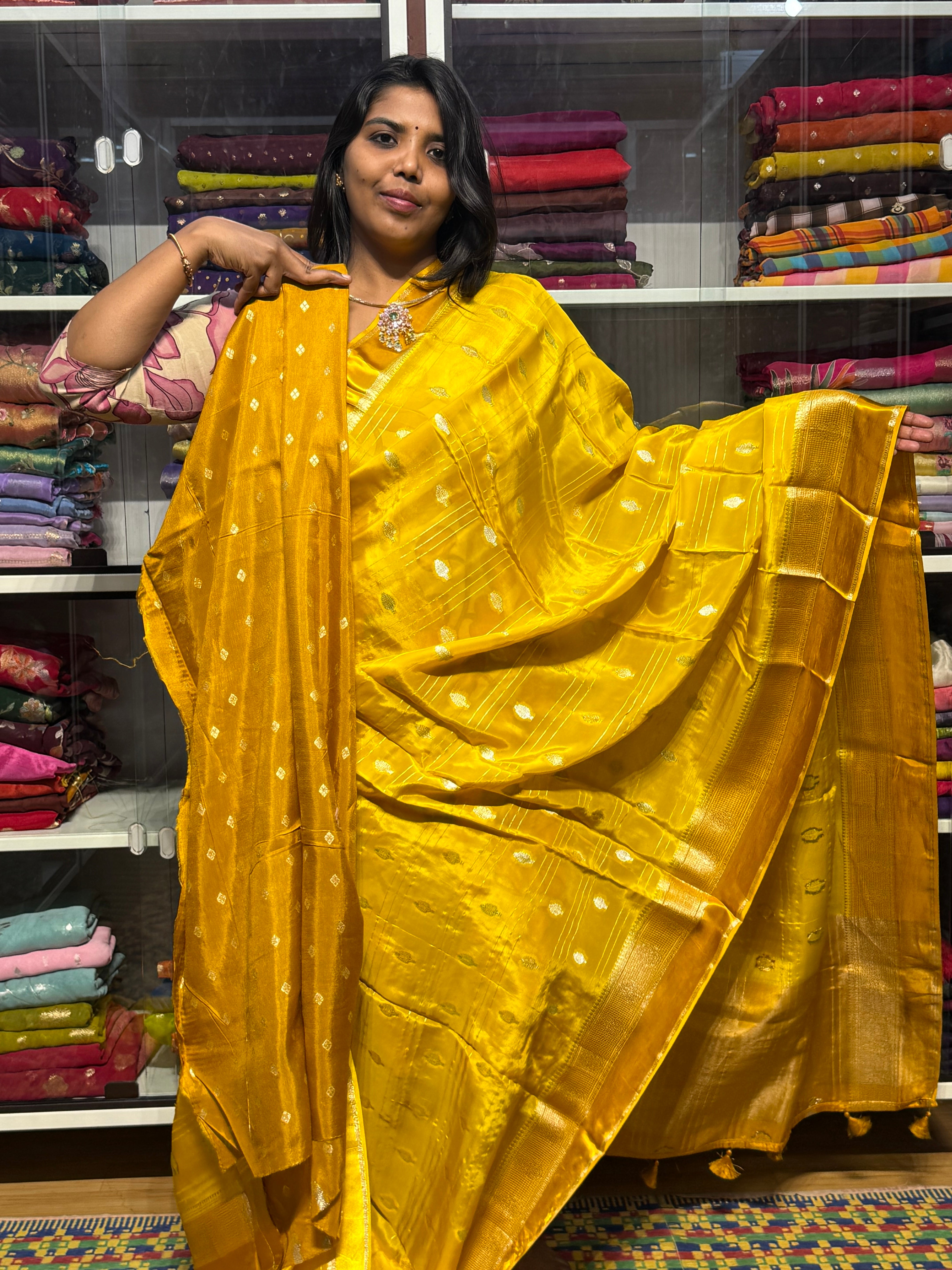 CHIONON SILK SAREE: YELLOW