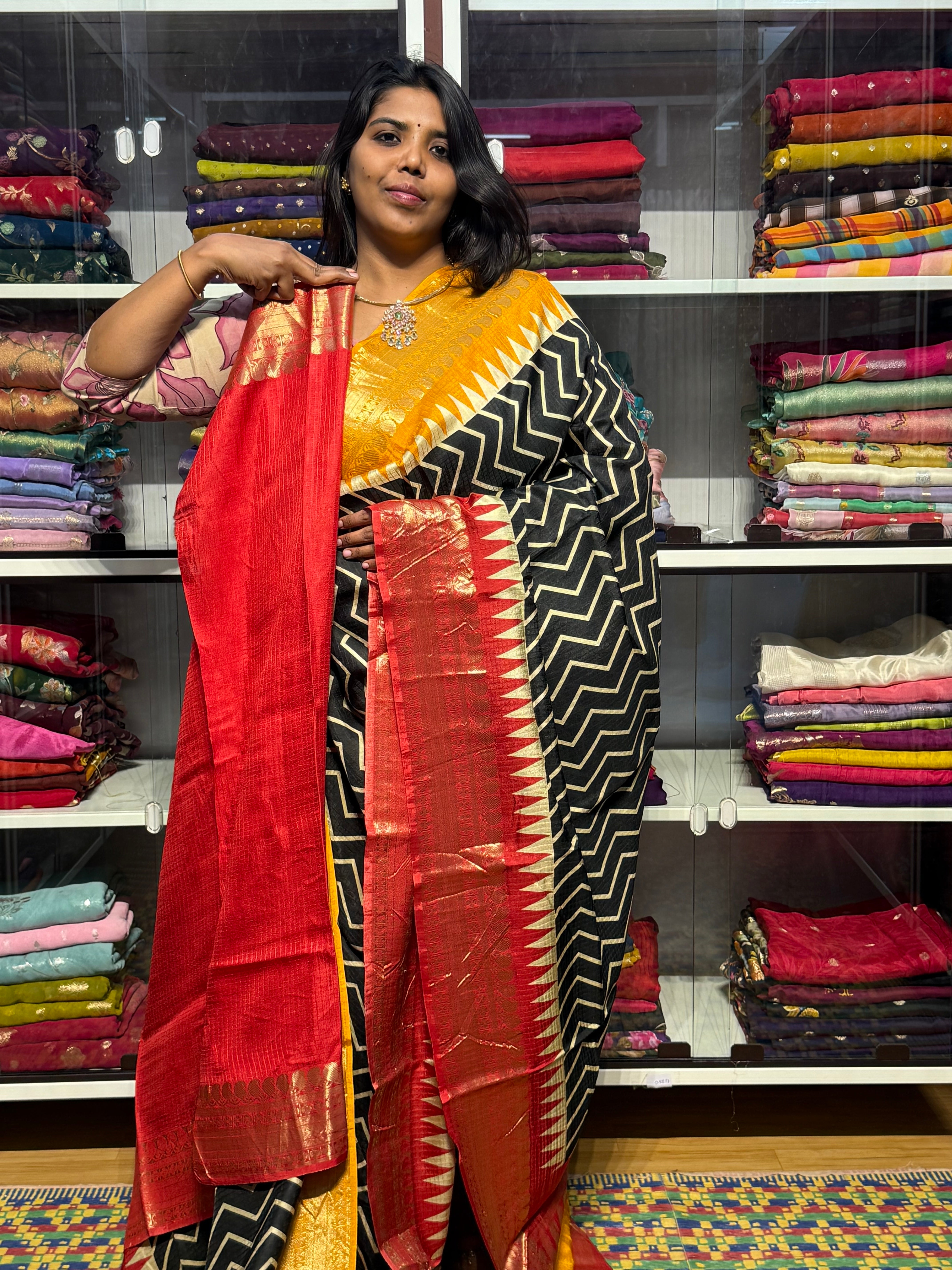 MYSORE CREPE SILK SAREE : GANGA JAMUNA