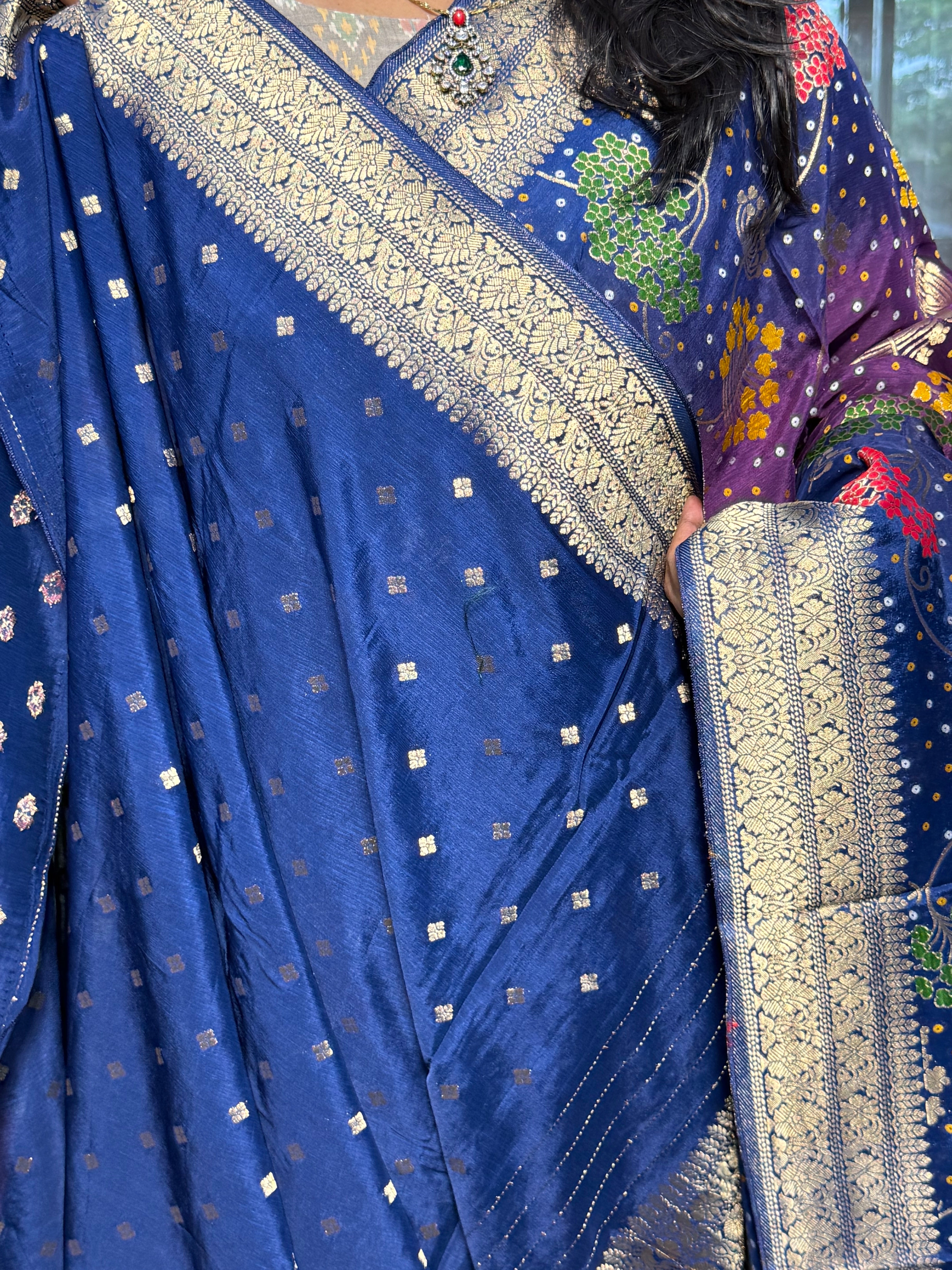 PURE CHINON SILK WITH BANDINI MEENAKARI WEAVING: PURPLE