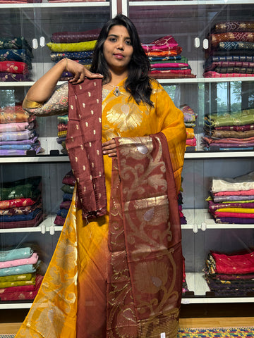 JAMDANI WEAVING WITH DUAL SHADE: YELLOW AND BROWN