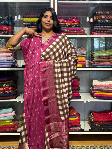 PURE CHIFFON SAREES WITH MADRAS CHECKS : MULTICOLOR