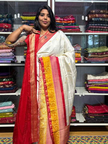 PURE DOLA SILK SAREE WITH CHAP DYE
