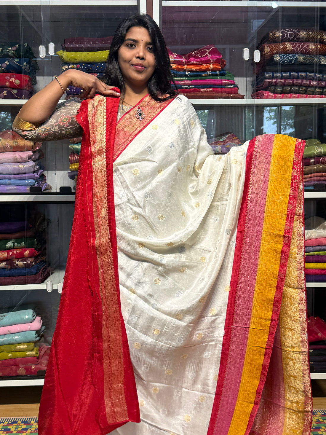 PURE DOLA SILK SAREE WITH CHAP DYE