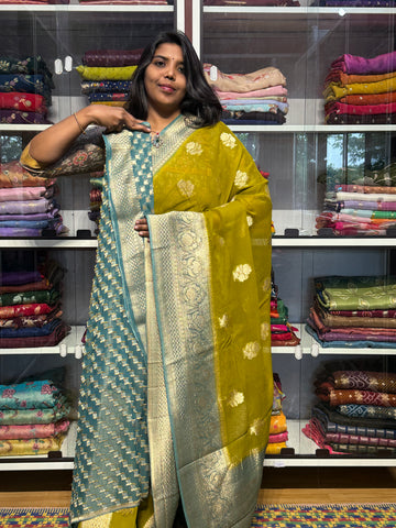 PURE BANARAS KHADDI GEORGETTE: DEVADASI GREEN