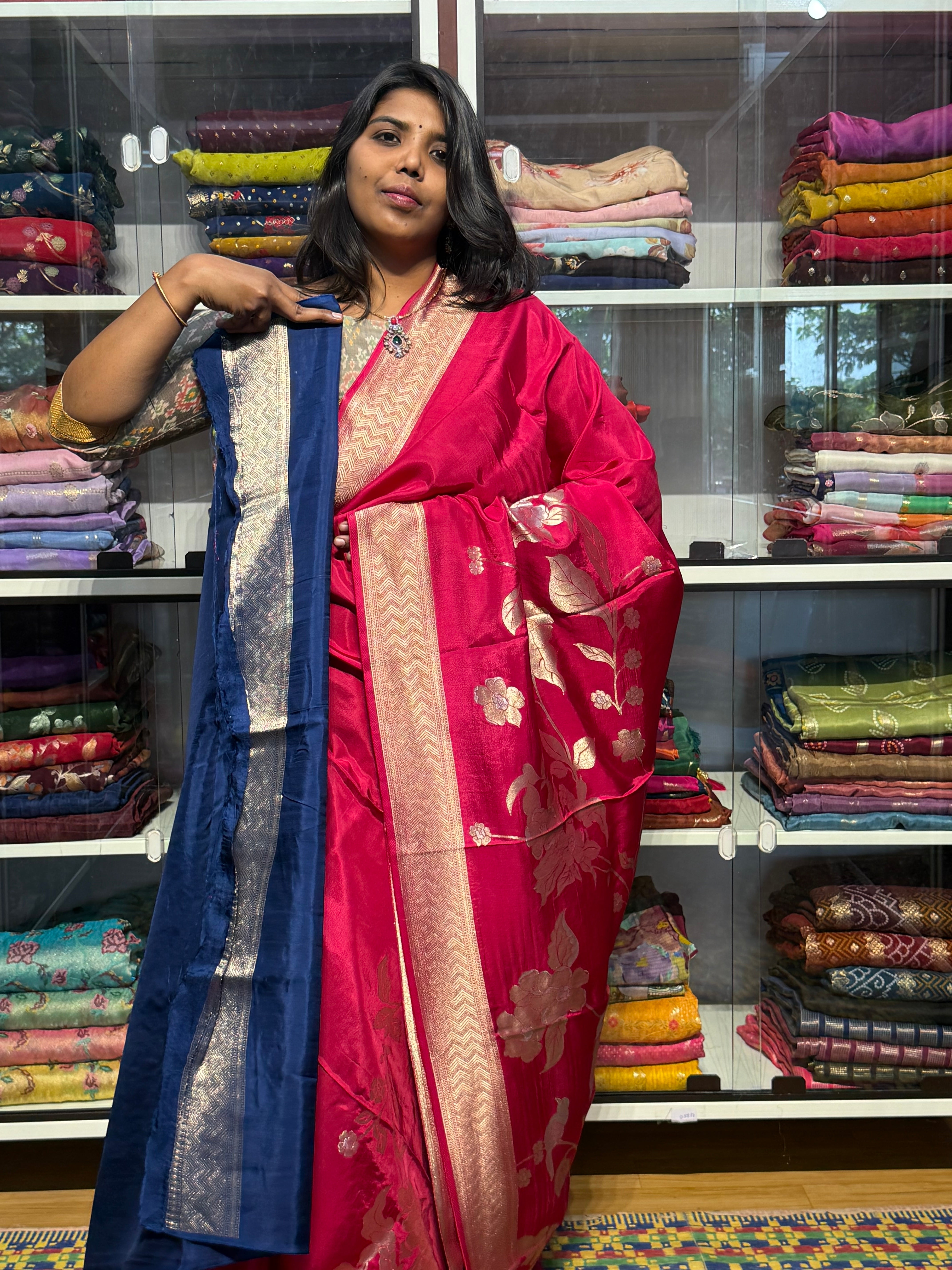 BANARAS MUNGA CREPE SAREE: PINK