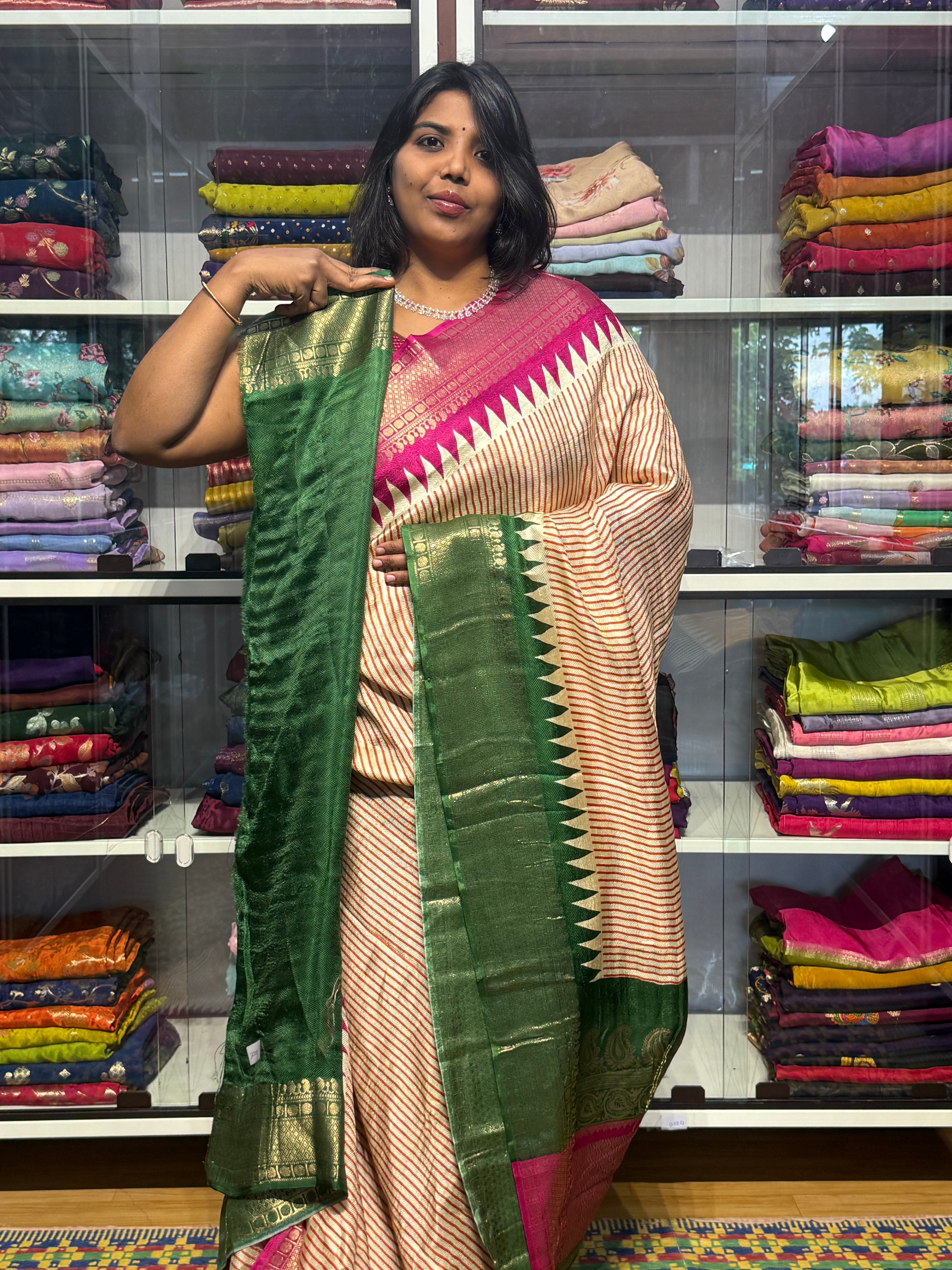 MYSORE SILK SARRE WITH GANGA JAMUNA BORDERS