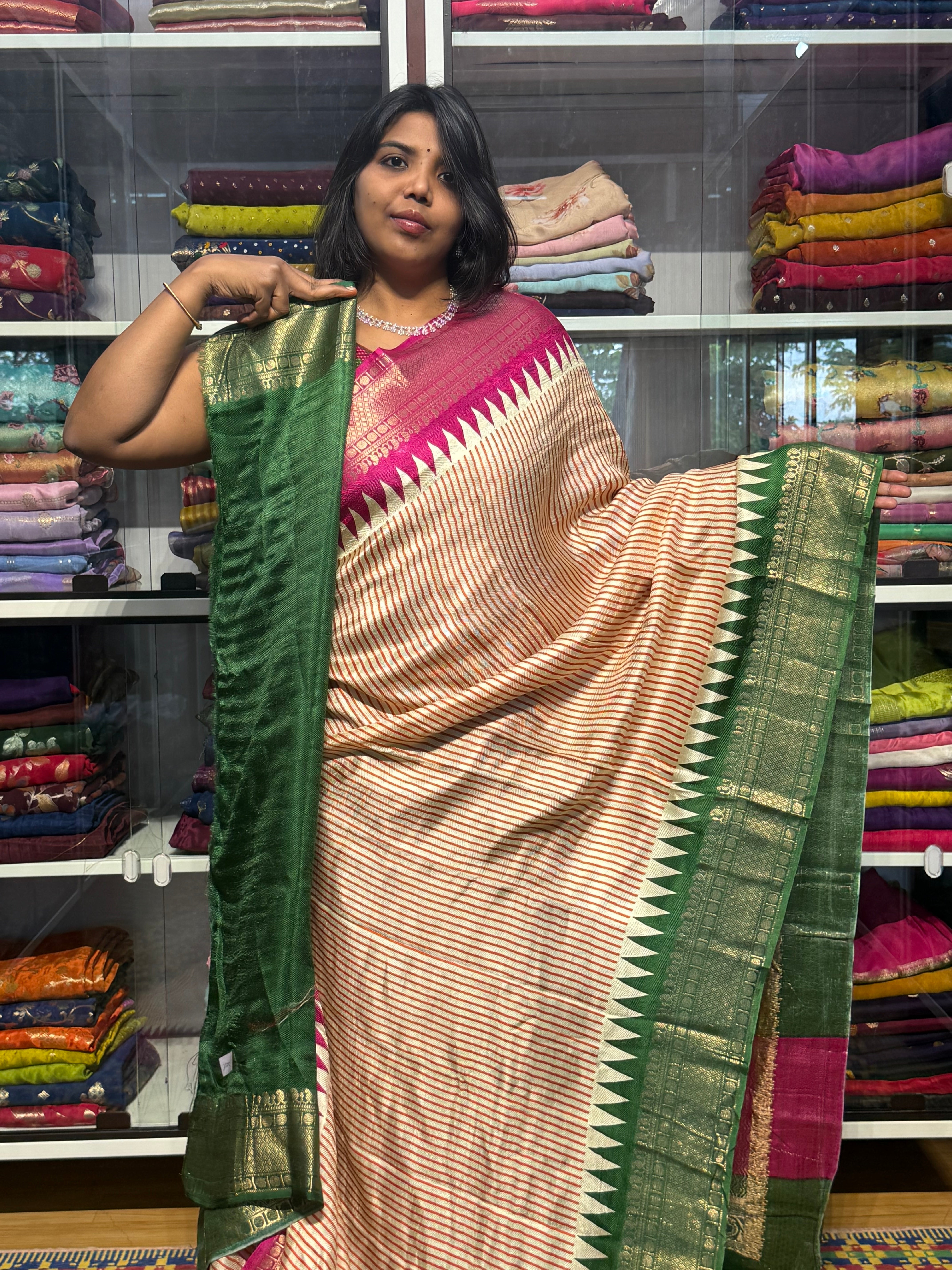 MYSORE SILK SARRE WITH GANGA JAMUNA BORDERS