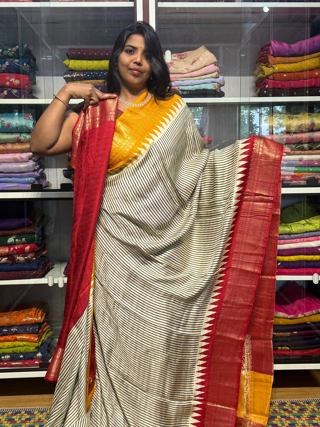 MYSORE SILK SARRE WITH GANGA JAMUNA BORDERS