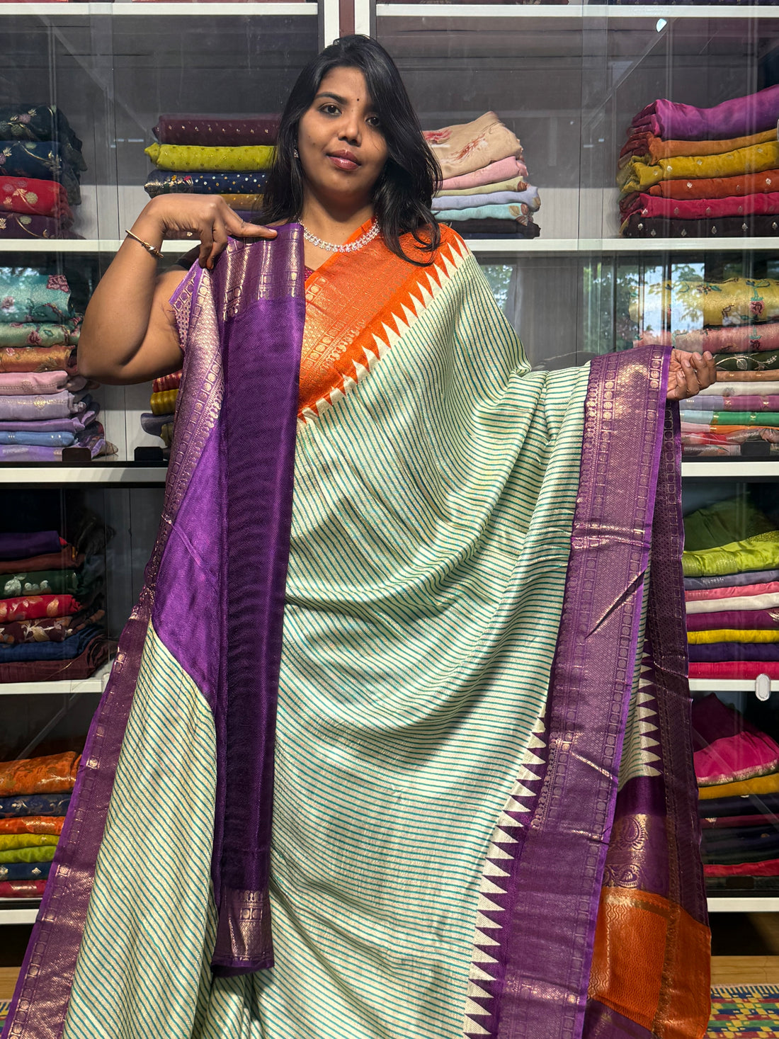 MYSORE SILK SARRE WITH GANGA JAMUNA BORDERS