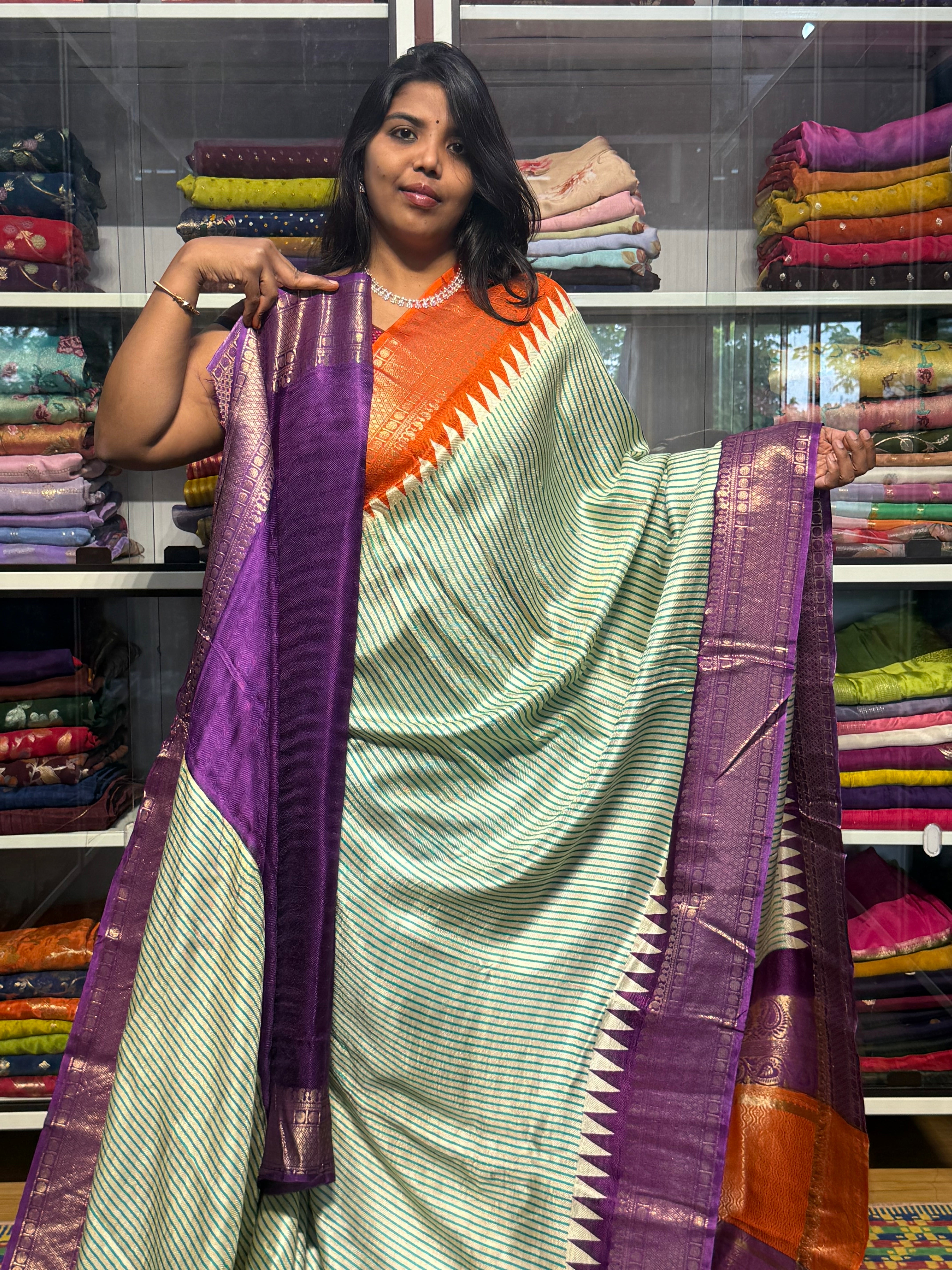 MYSORE SILK SARRE WITH GANGA JAMUNA BORDERS