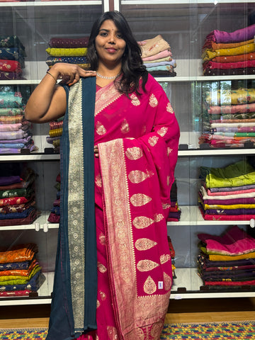 BANARAS GEORGETTE SAREE : PINK