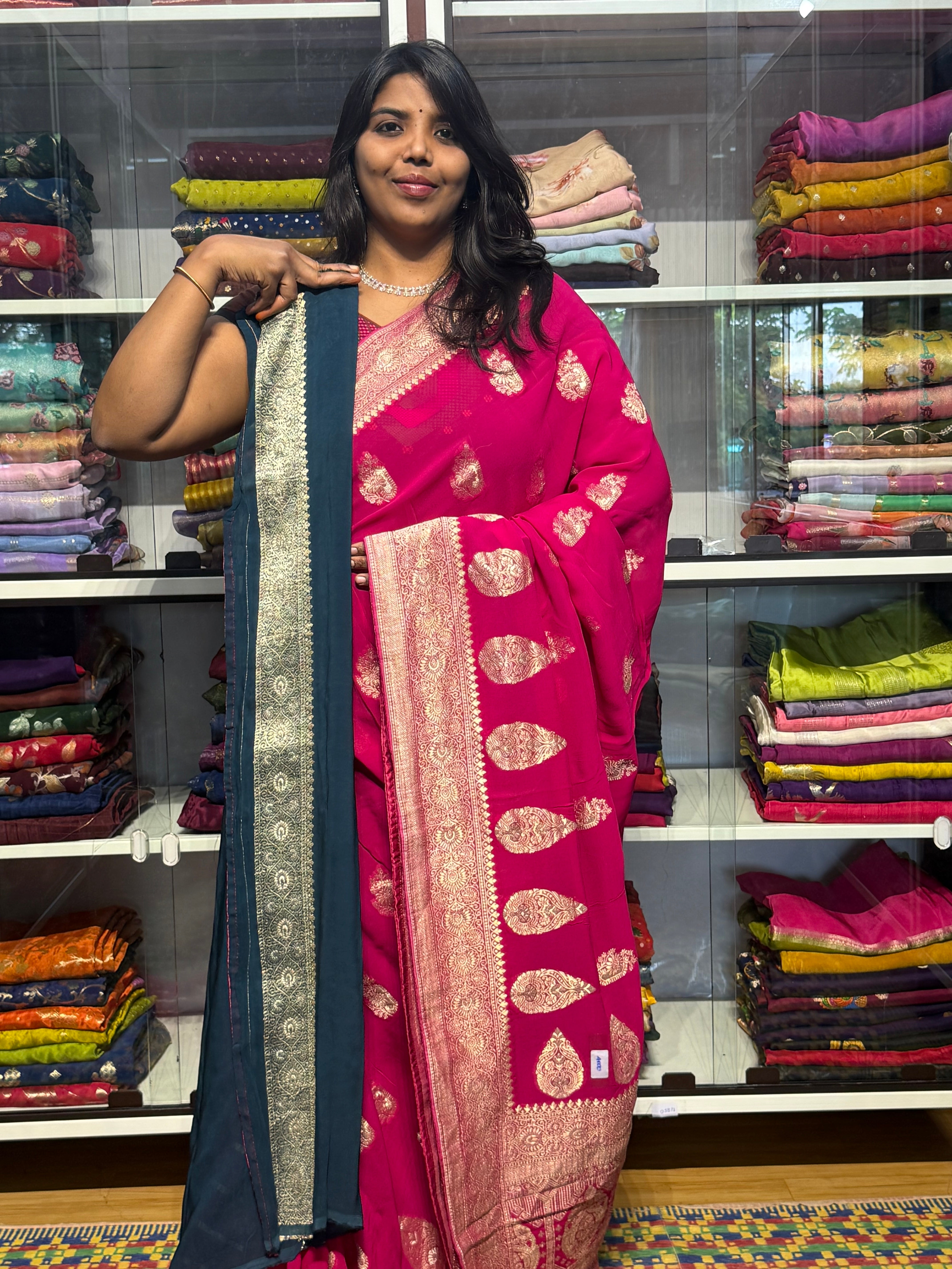 BANARAS GEORGETTE SAREE : PINK