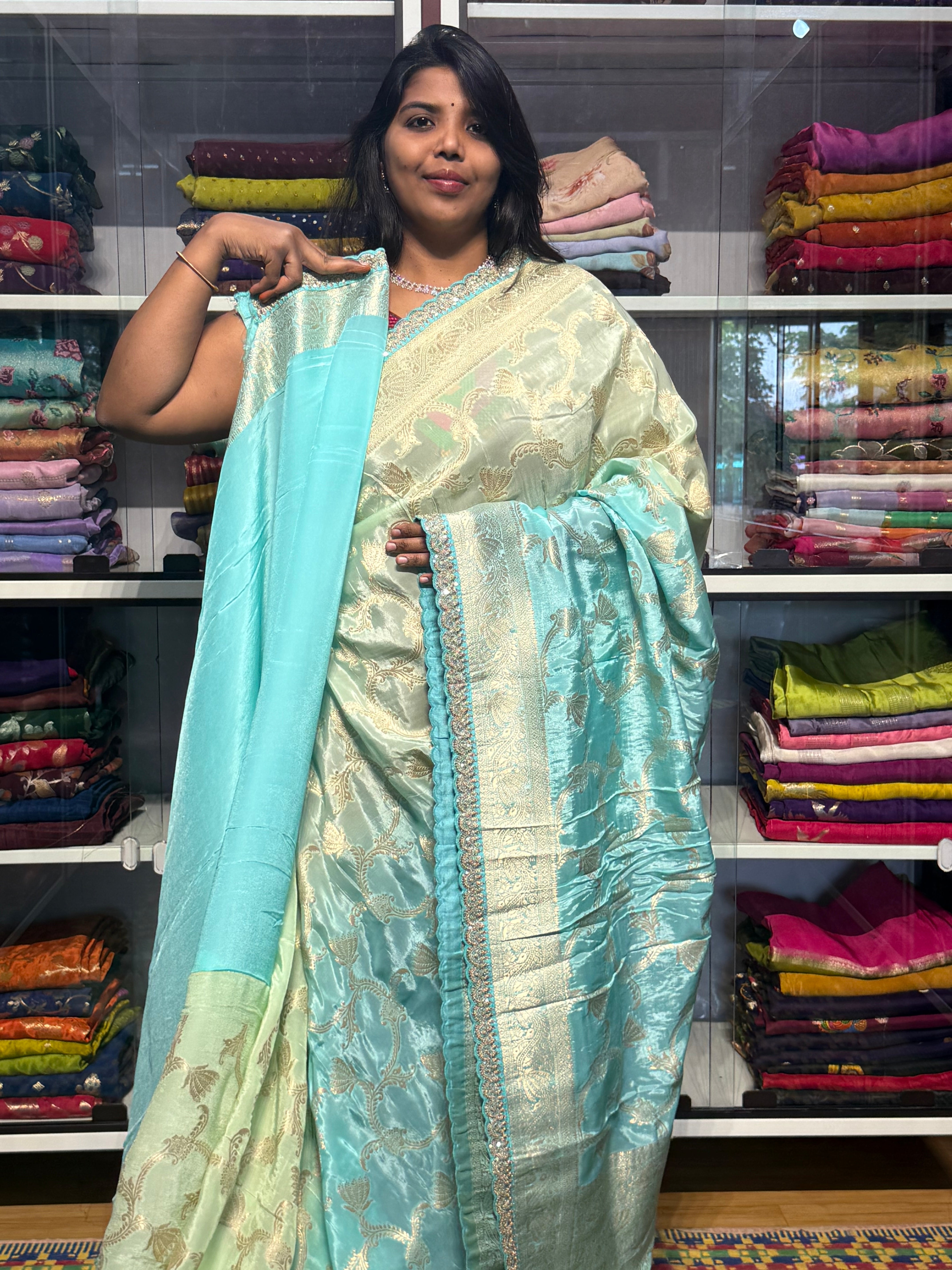 BANARAS CHINON SILK SAREE WITH SHADED CONCEPT