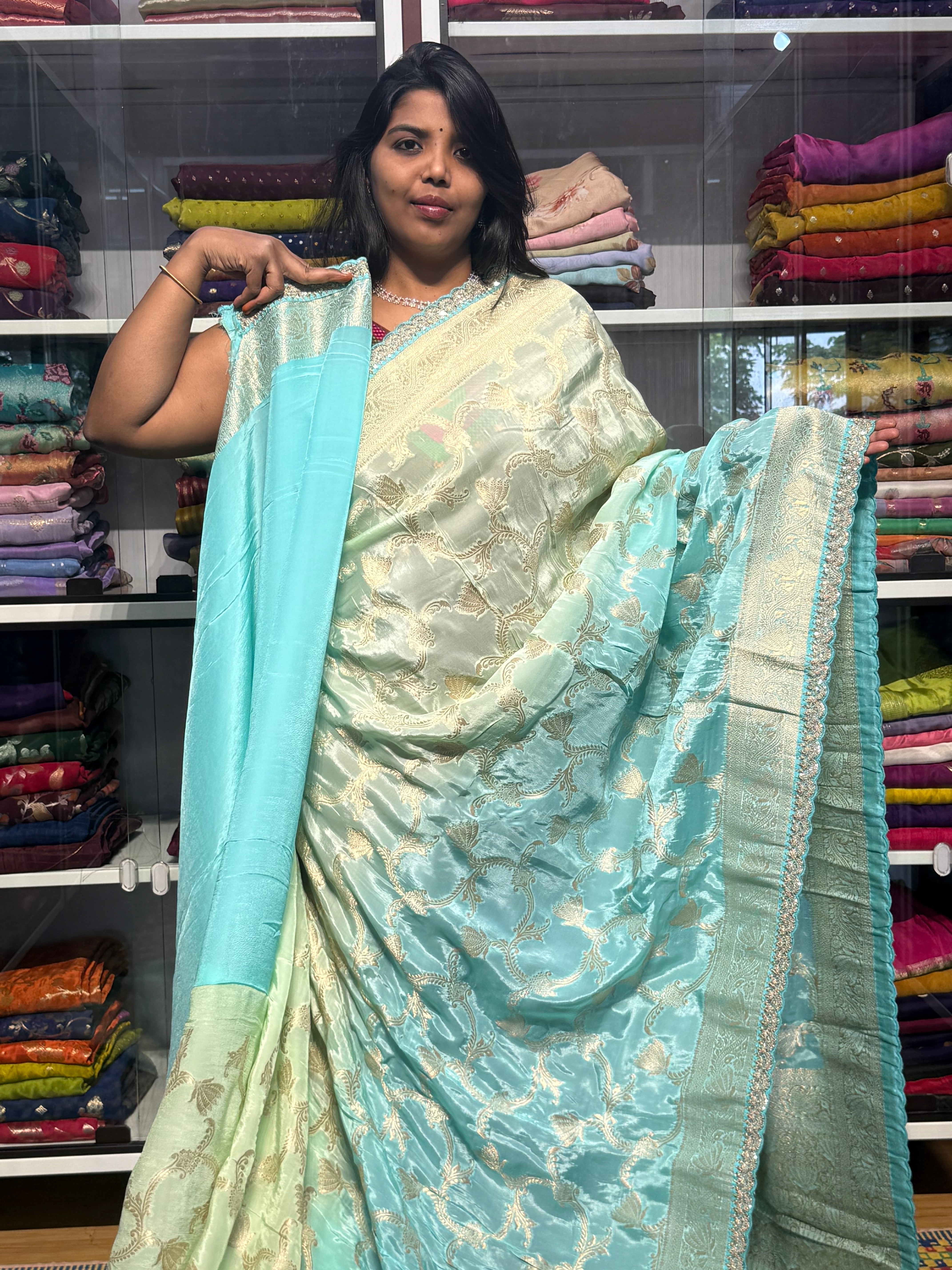 BANARAS CHINON SILK SAREE WITH SHADED CONCEPT