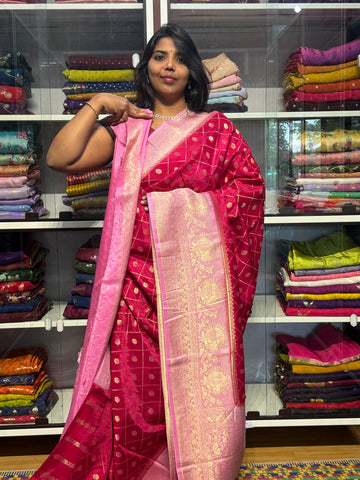 BANARAS GEORGETTE SAREE WITH JAAL :PINK