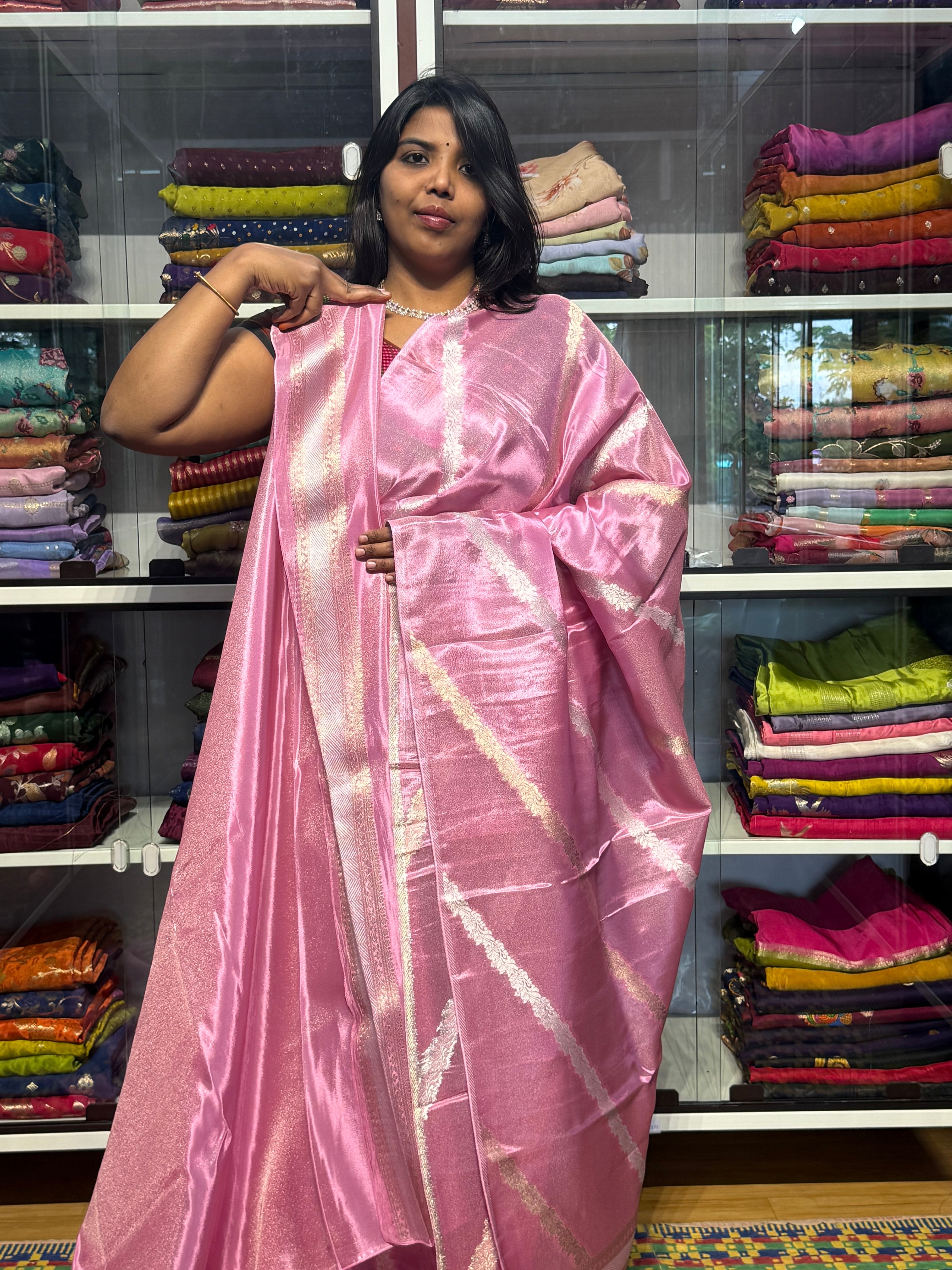CHINON SILK SAREE WITH CROSS WEAVING