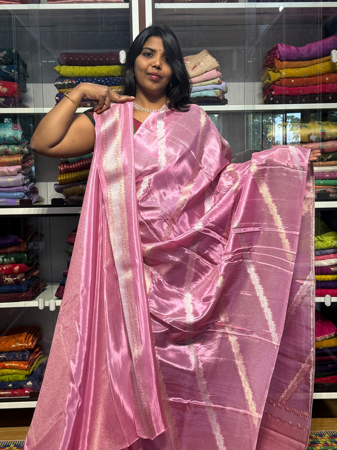 CHINON SILK SAREE WITH CROSS WEAVING
