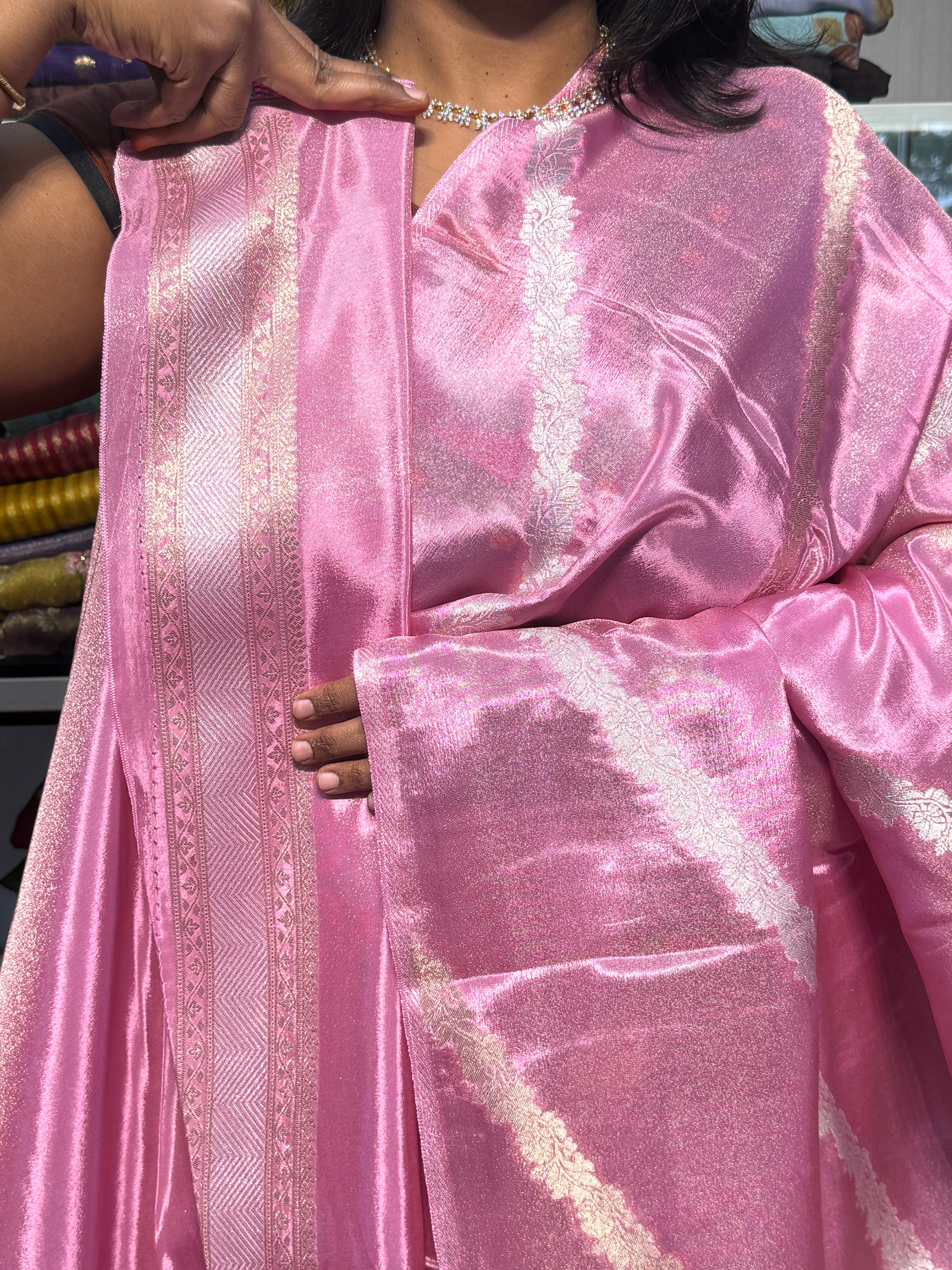 CHINON SILK SAREE WITH CROSS WEAVING