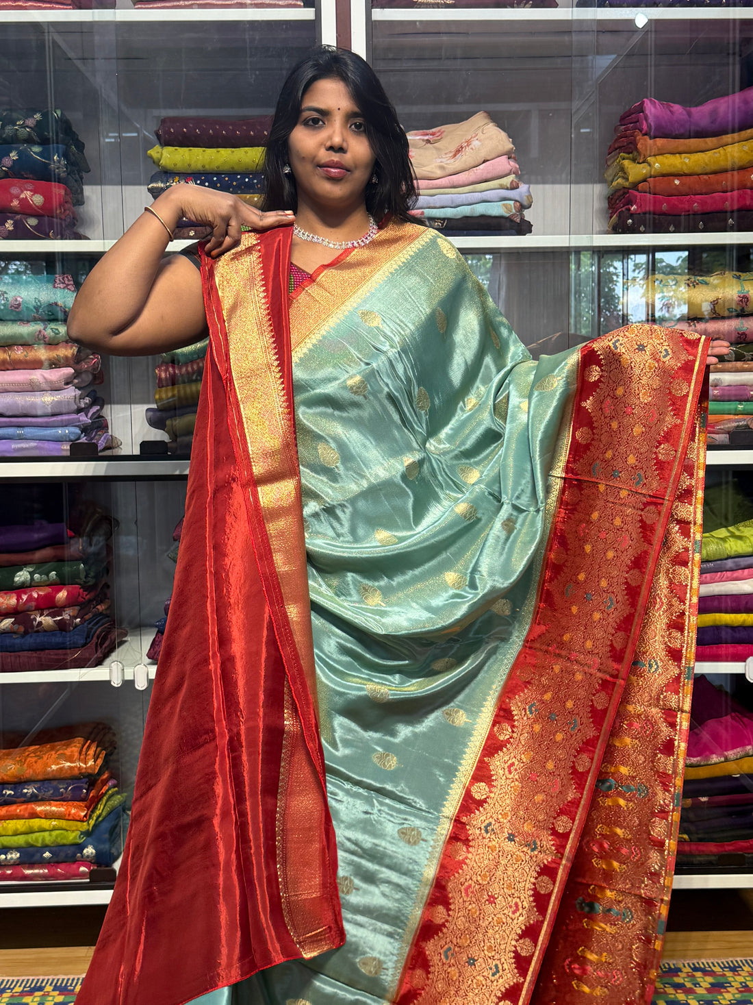 BANARAS TISSUE SILK SAREE: SEA GREEN